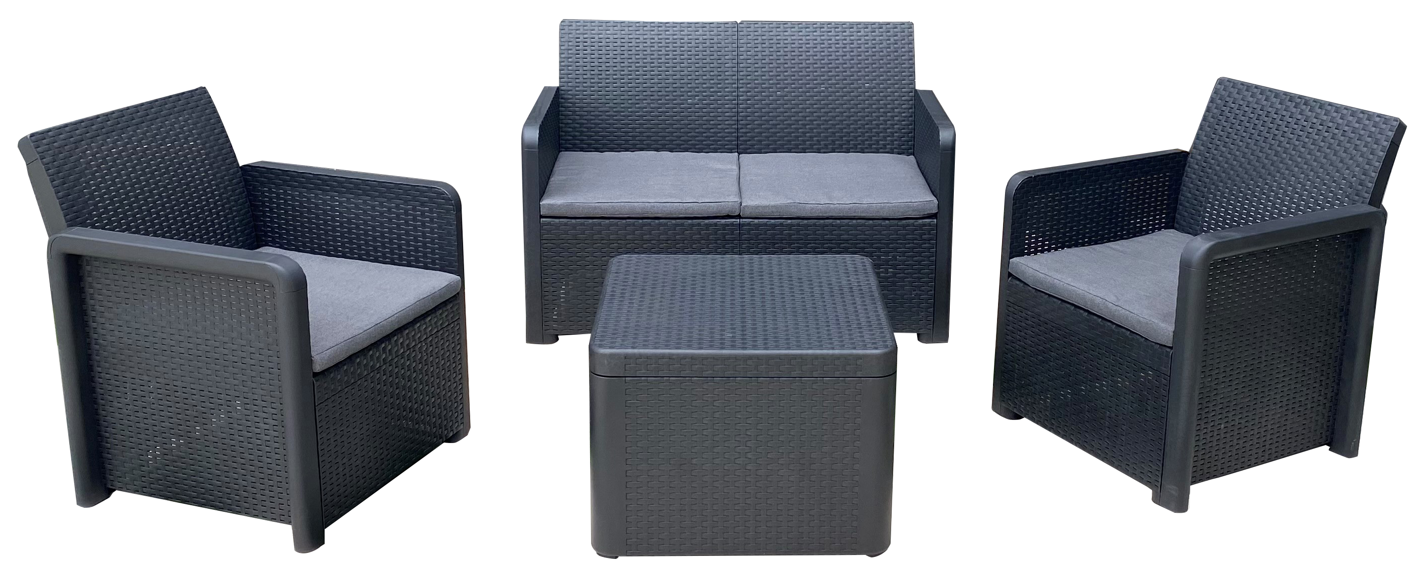 Set de jardín Nassau Microlight de polipropileno reciclado antracita 4 personas - 2