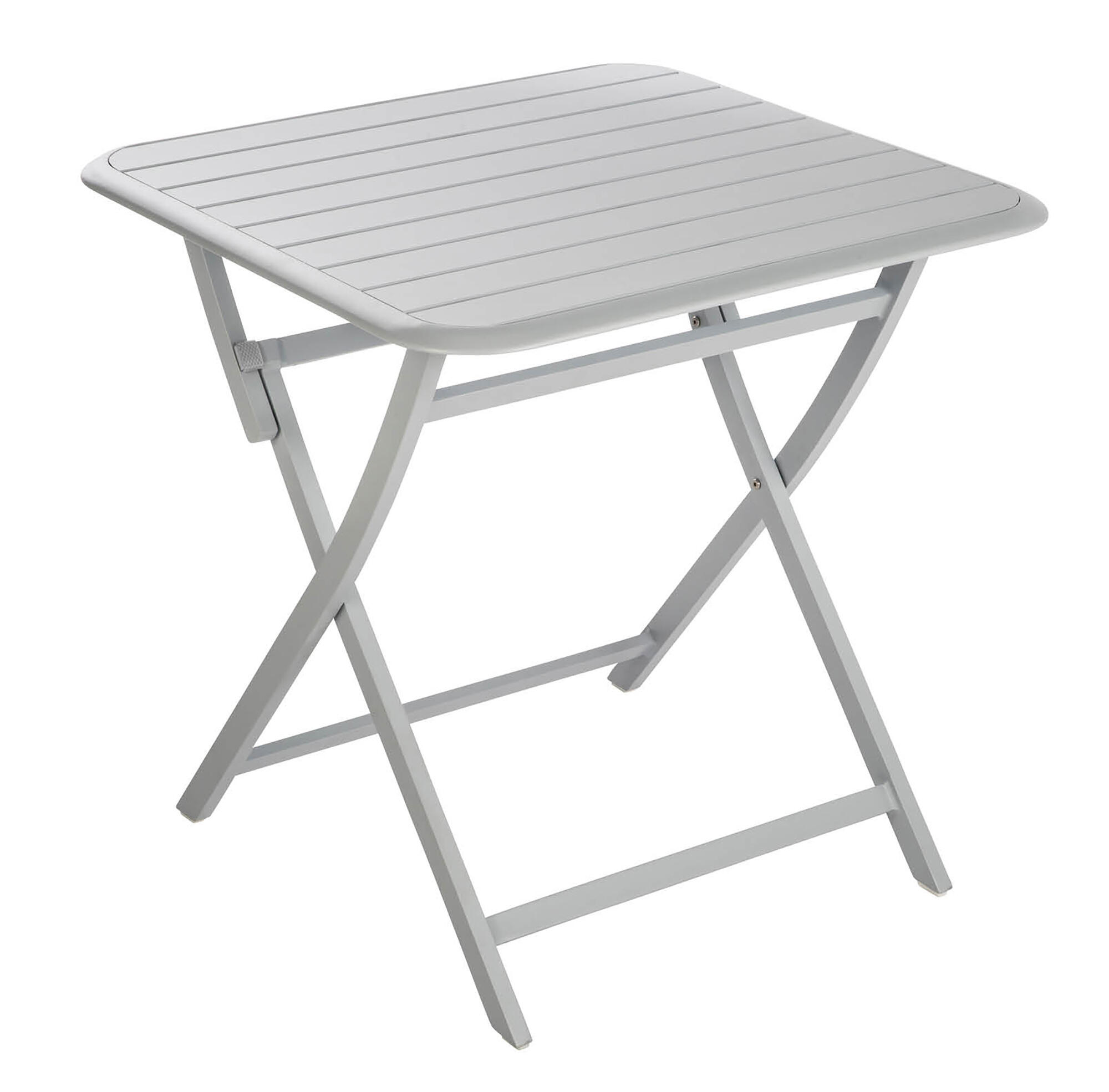 mesa de jardin plegable naterial idaho de aluminio gris de 75x75 cm