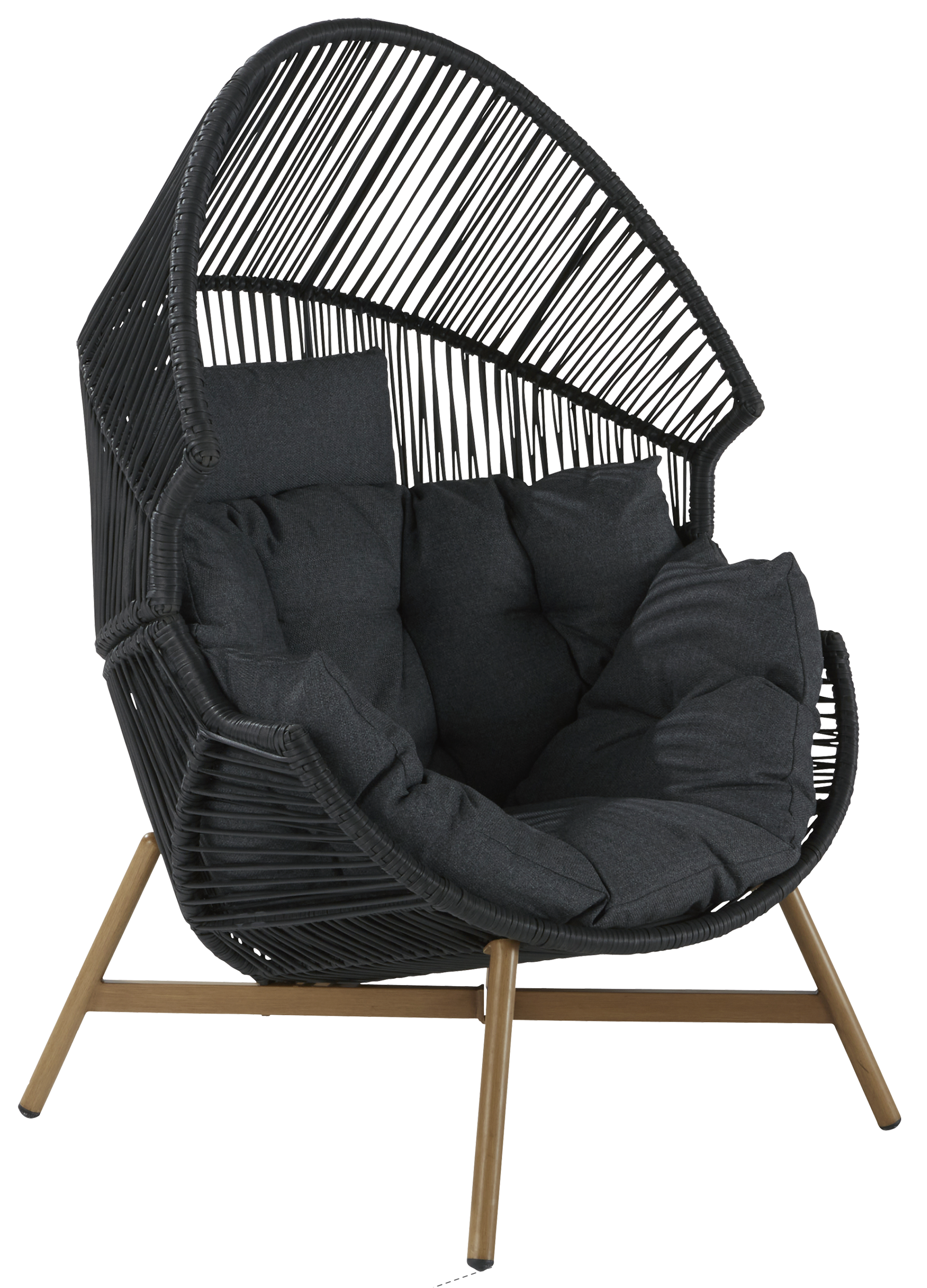 Silla de jardín de acero y ratán naterial atys gris