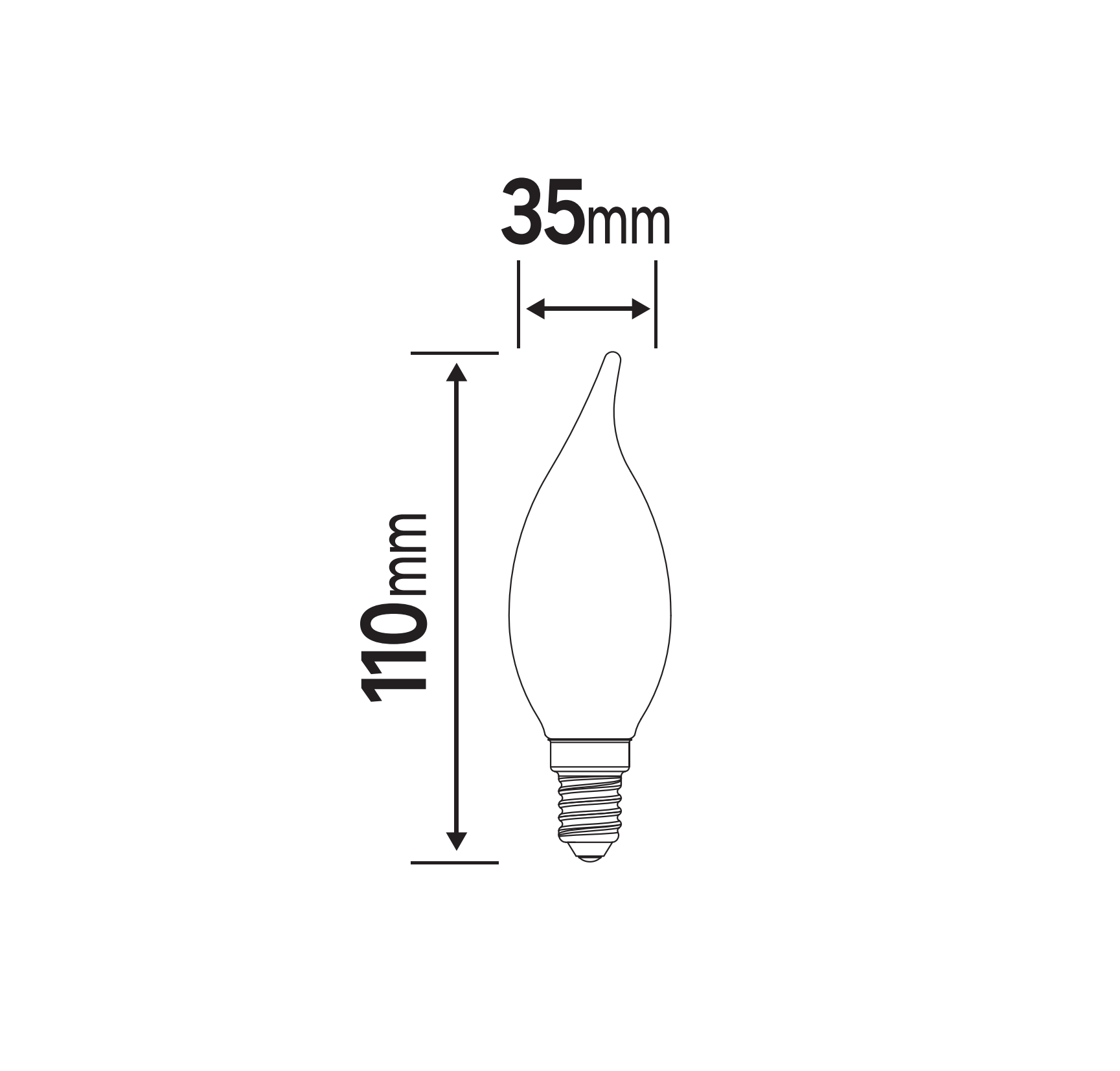 Ampoule led à filament, flamme E14, 470lm = 40W, blanc chaud, LEXMAN - 2