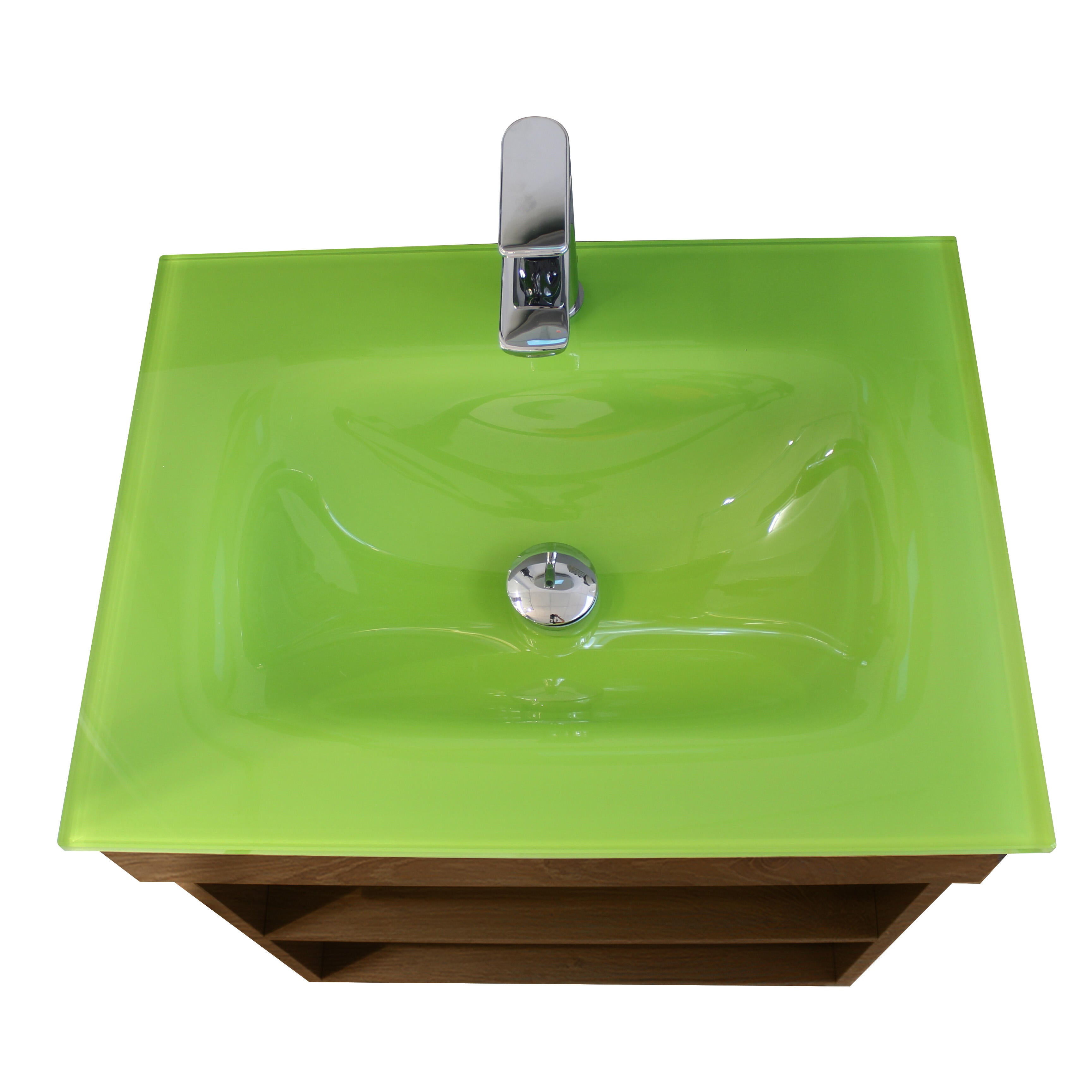 Conjunto de mueble de baño con lavabo y espejo Tylo 60 cm roble / verde - 5