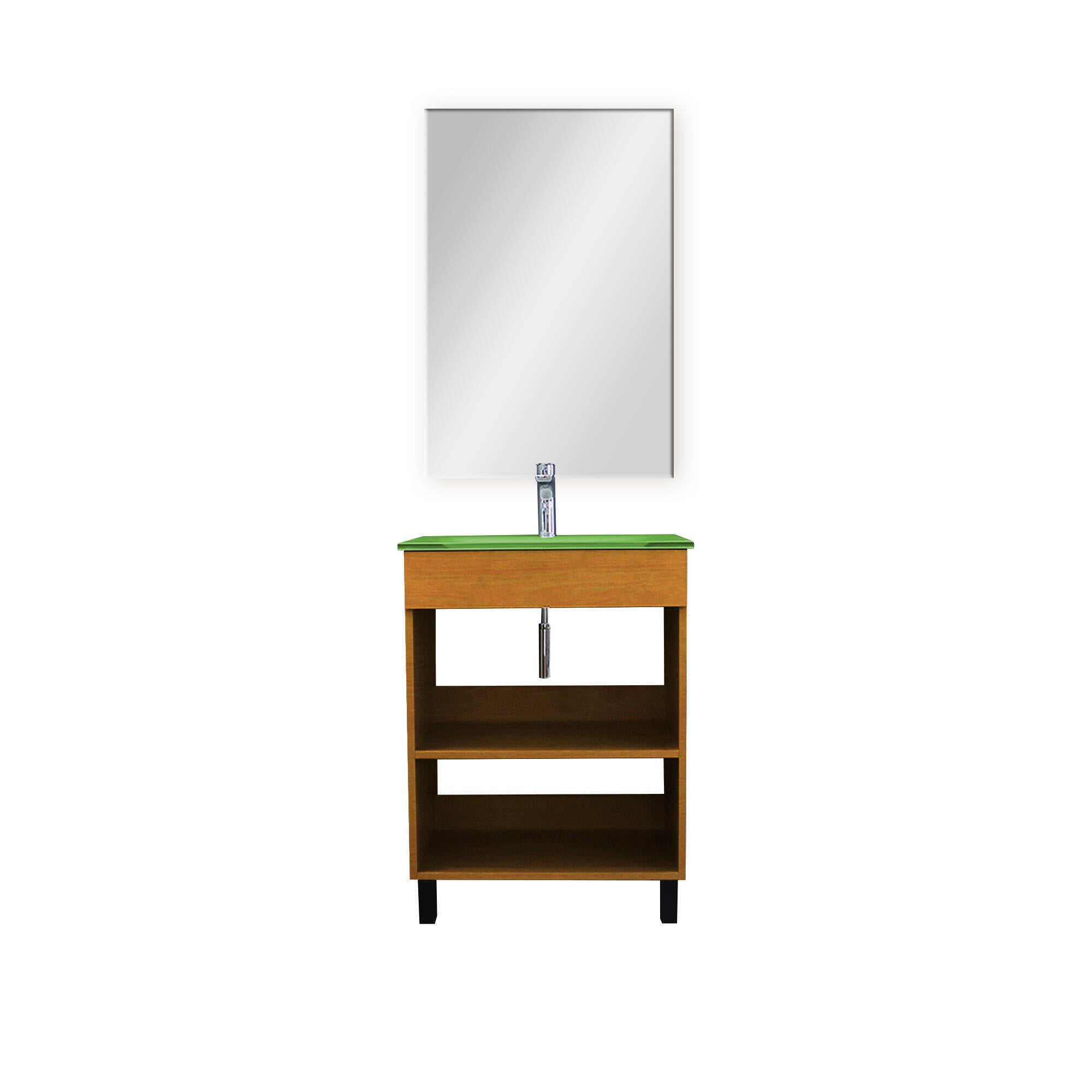 Conjunto de mueble de baño con lavabo y espejo Tylo 60 cm roble / verde - 2