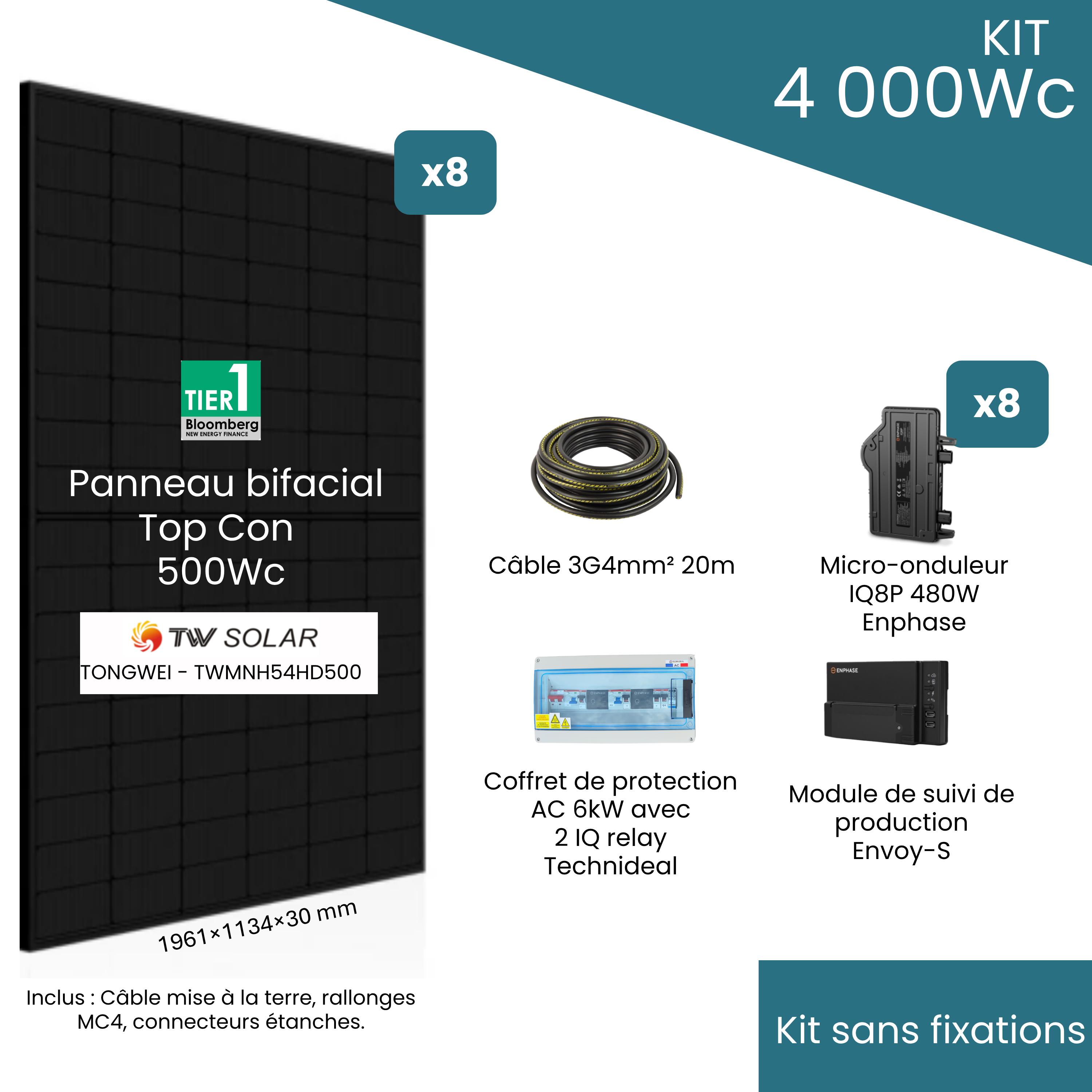 La prise en charge de la destination dépend du kit de fixation (kit de fixation non inclus)