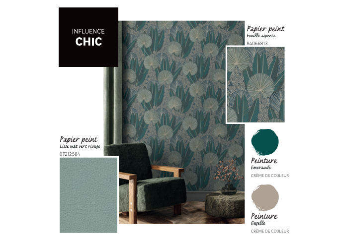 Papier peint intissé Feuille Aspéria vert - 4