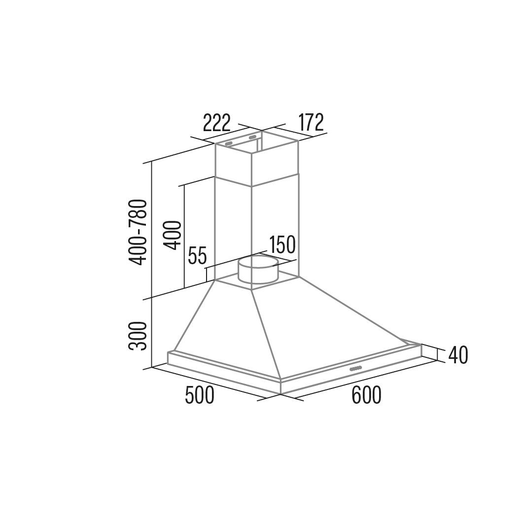 Cata  Campana Decorativa Beta 6000 Con 3 Velocidades 60 Cm 1027 M/H Inox Clase A , Leroy Merlin