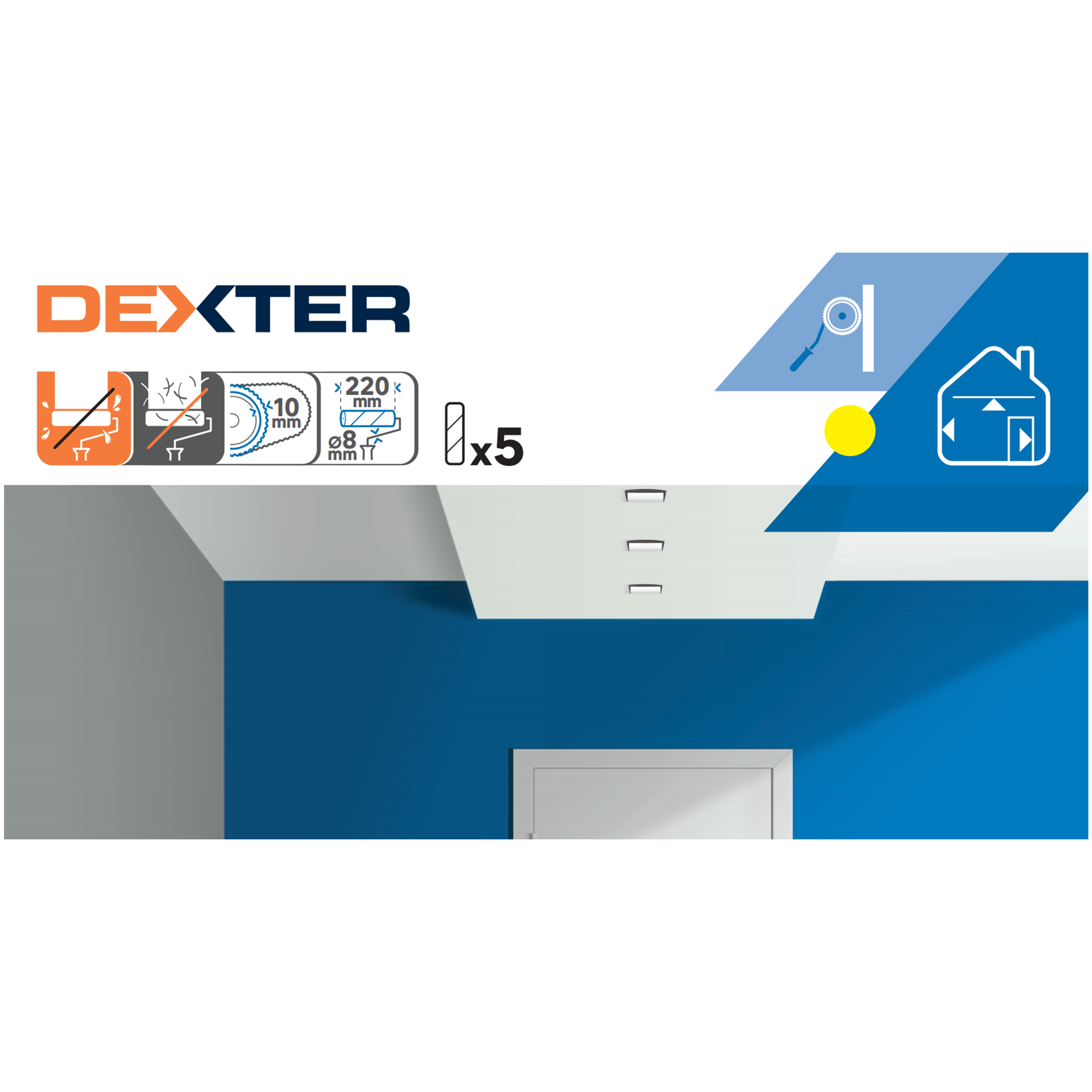Kit de pintura com 5 rolos para parede e teto Dexter - 3