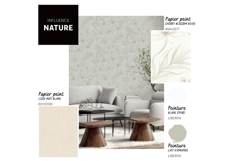 Papier peint vinyle Cherry blossom beige - 3