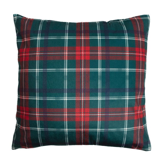 Almofada Checks 40x40cm verde e vermelho