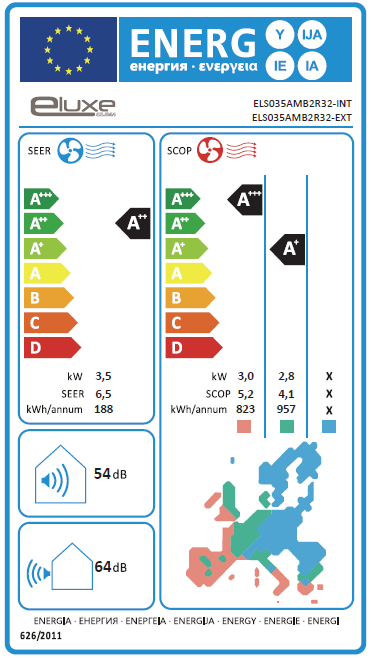 Condizionatore monosplit ELUXE 12000 BTU inverter A++/A+ serie Amber - 2