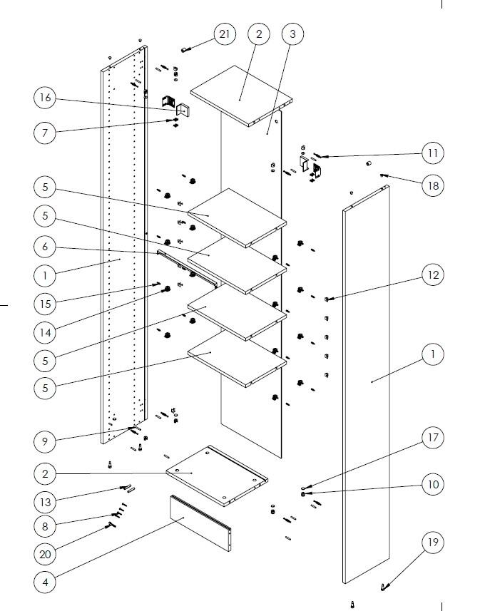 Caisson + 4 tablettes SPACEO Evo'M effet Chêne H.204,8 L.40 P.28 cm - 7