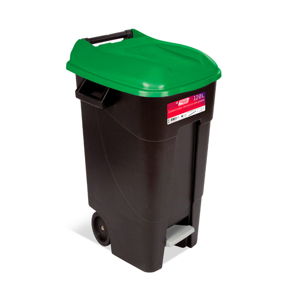 Contenedor de basura de calle con pedal de polipropileno 120l