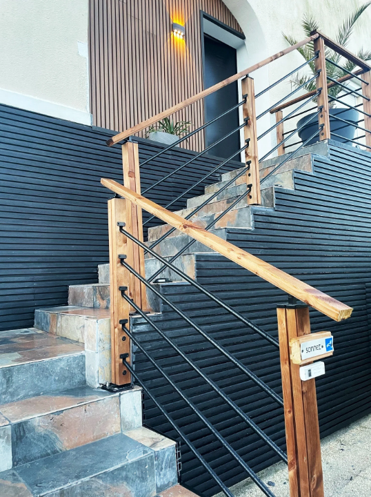 Support main courante métal noir pour escalier, MOKA H.24.5 x l.15.5 cm - 2