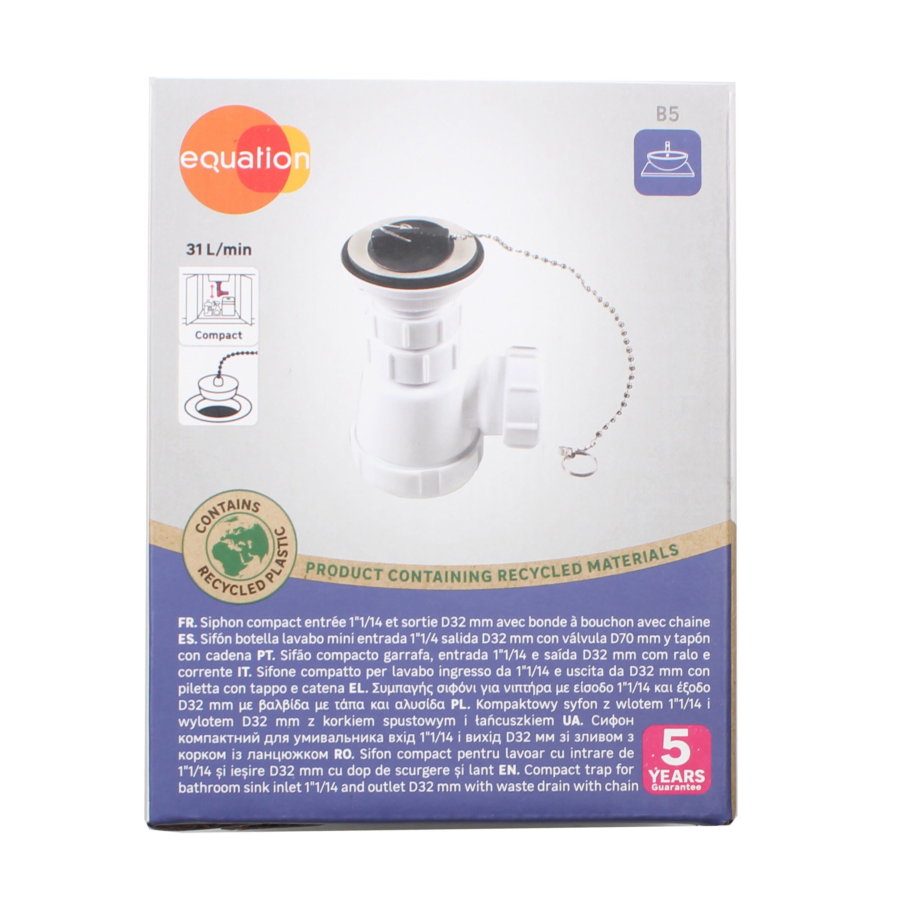 Conjunto de desagüe con tapón y sifón EQUATION D32mm
 - 4