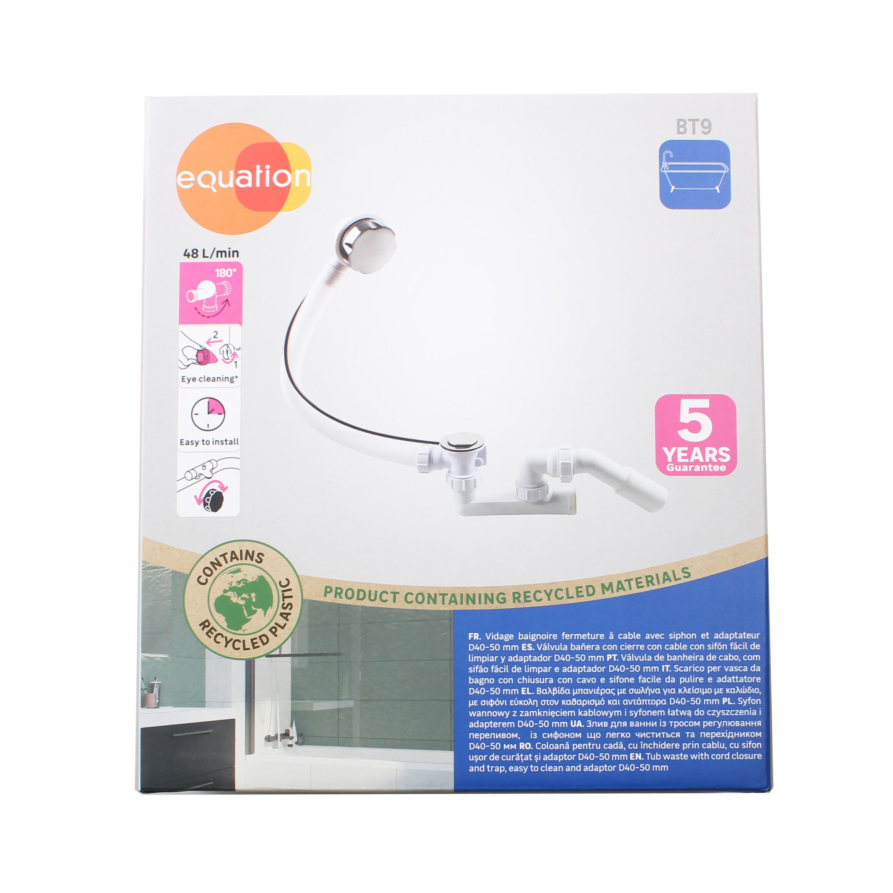 Valvula banheira EQUATION c/cabo+saida 70mm cromado - 5