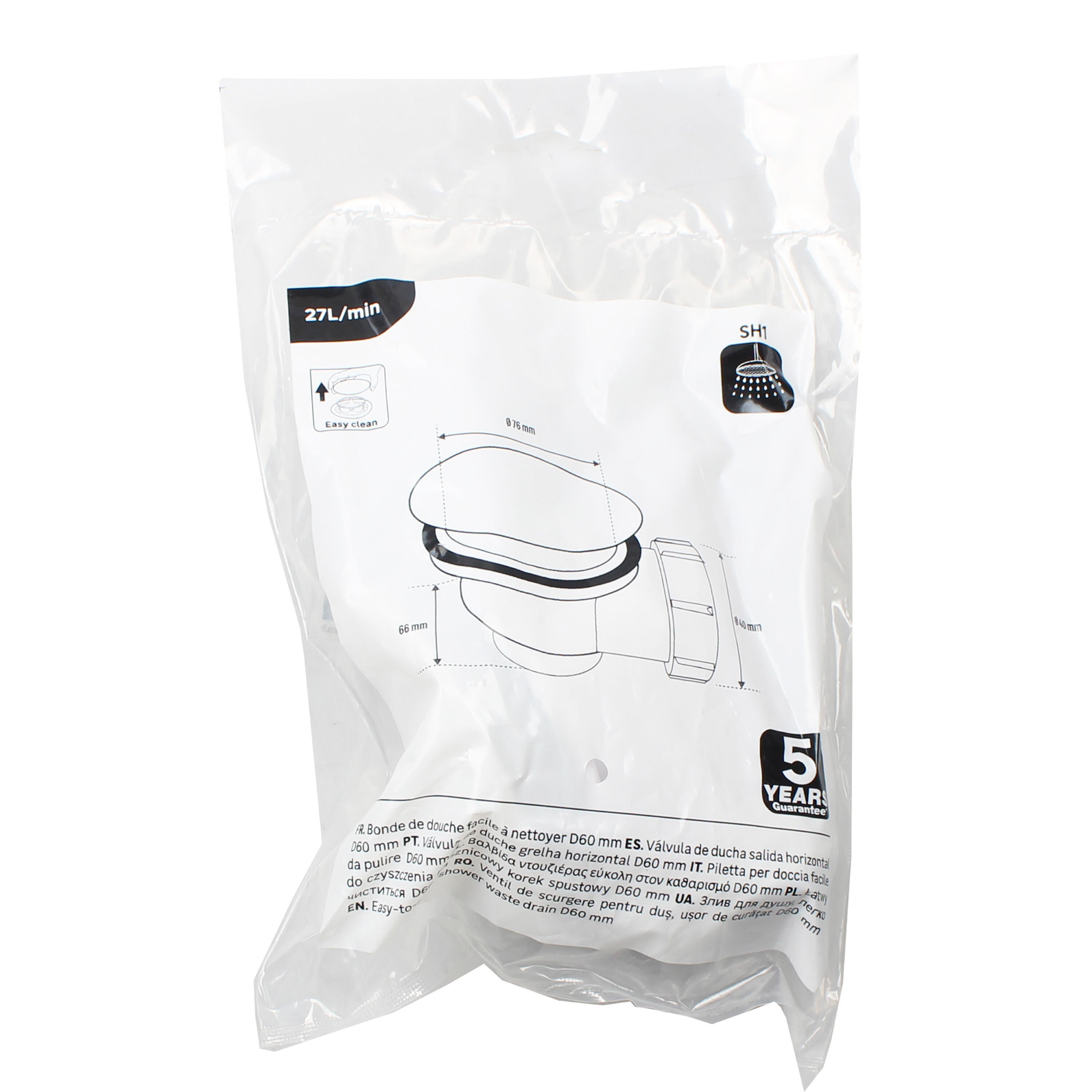 Valvula duche com grelha d60 a66 cromado - 4