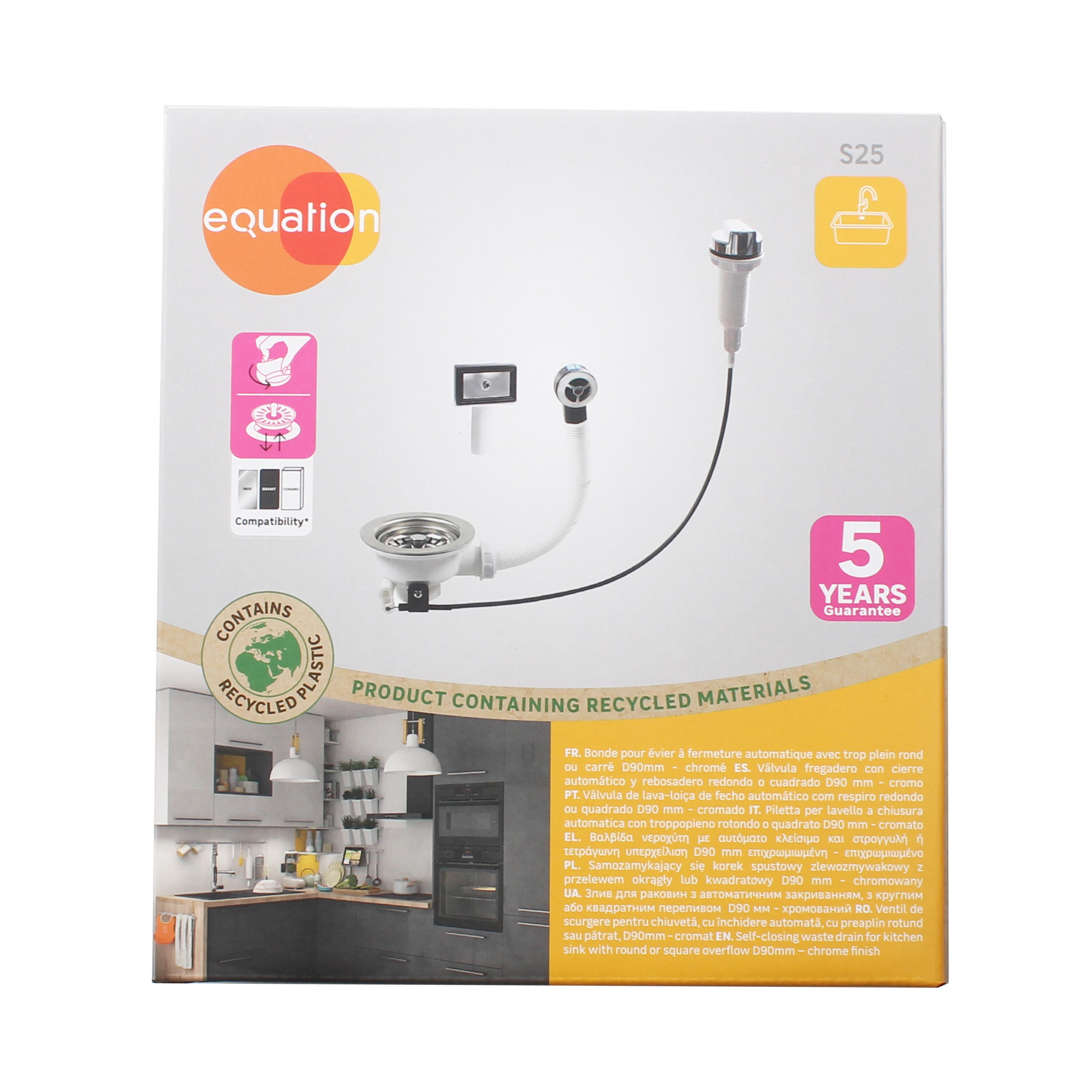Valvula EQUATION d90 transbordo cromado - 4