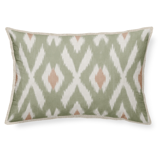 Cojín decorativo rectangular Cibeles silueta algodón, lino verde cordoncillo 30x50cm