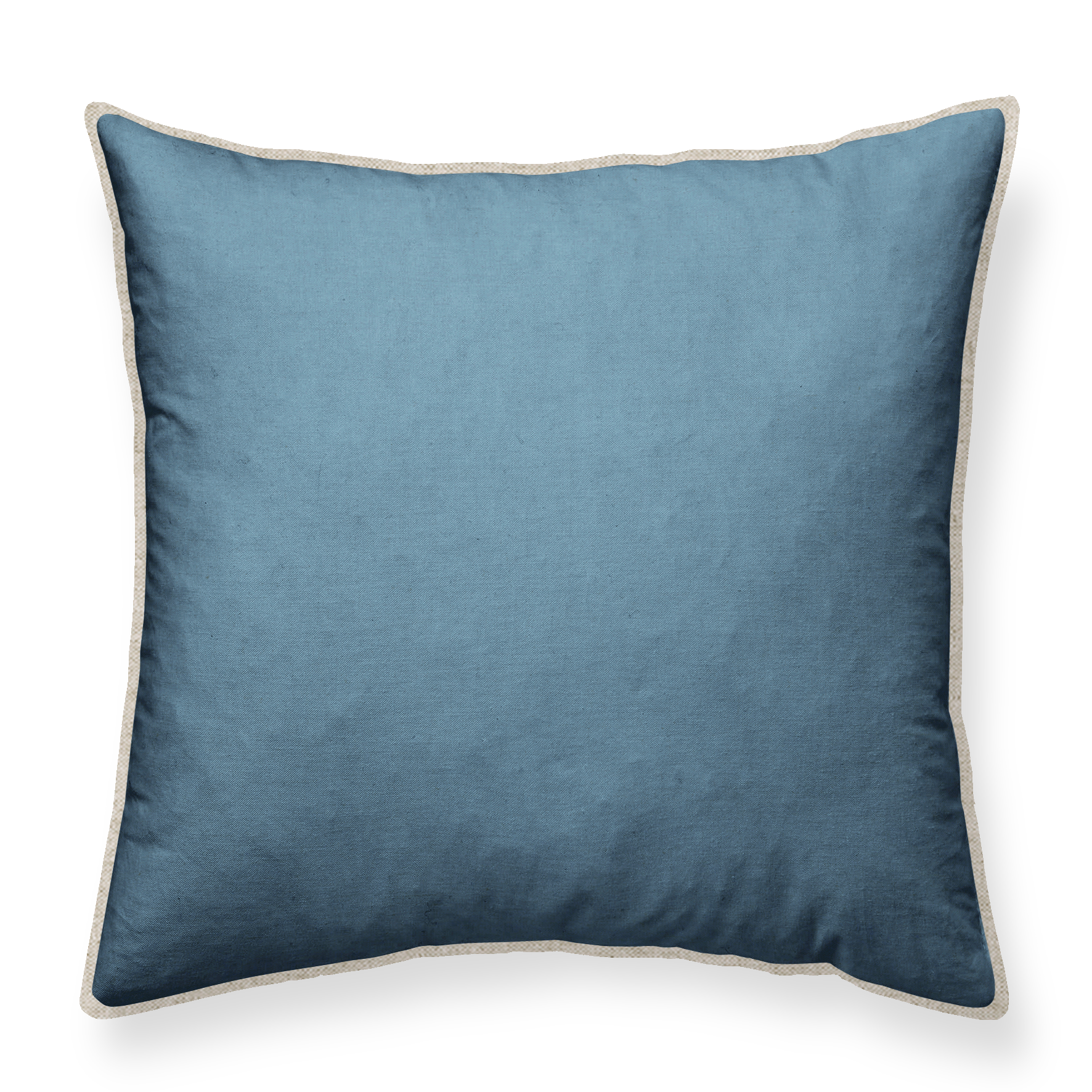 Cojín decorativo cuadrado Porras flor algodón, lino azul cordoncillo 50x50cm - 3