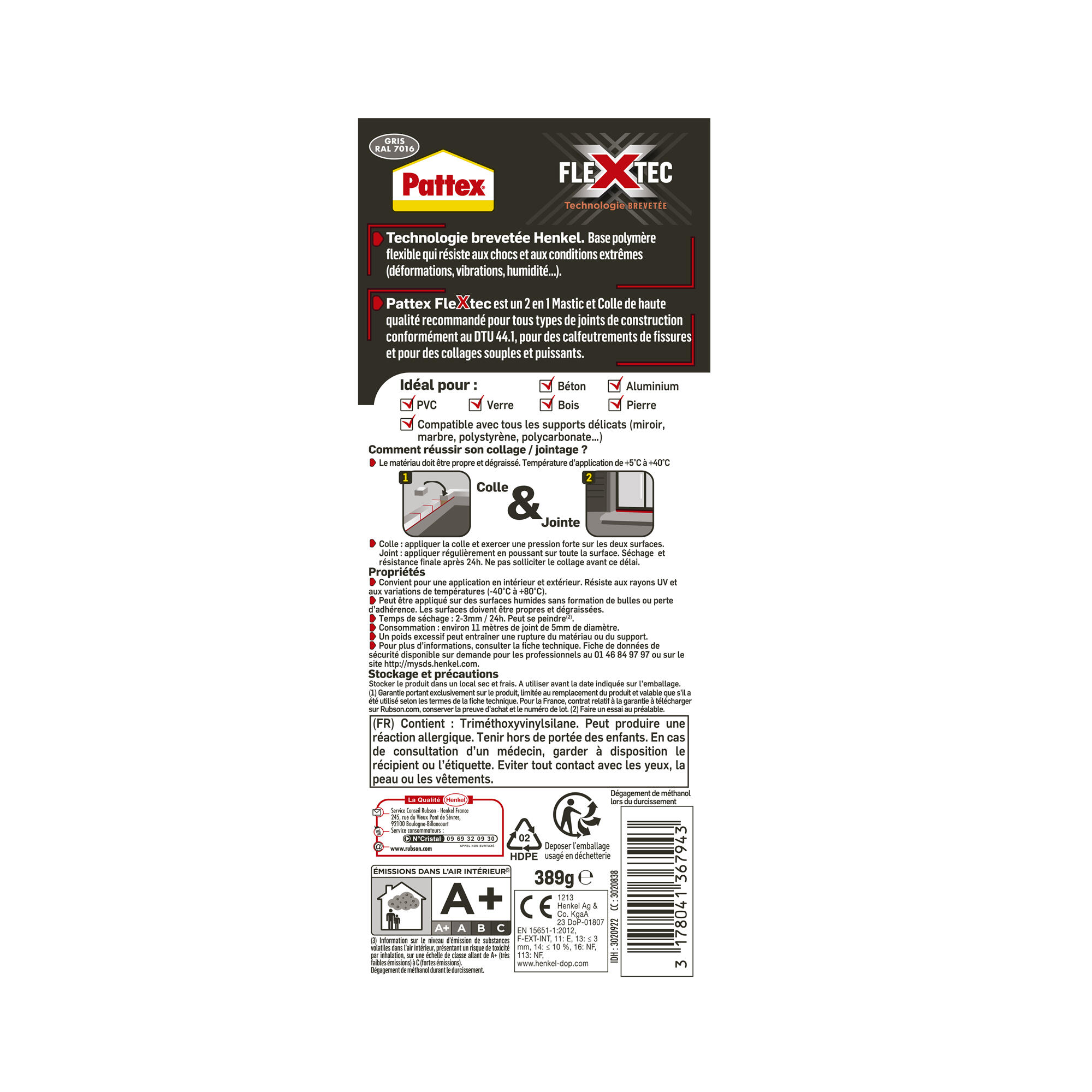 COLLE JOINT RAL7016 389G FLEXTEC PATTEX - 7