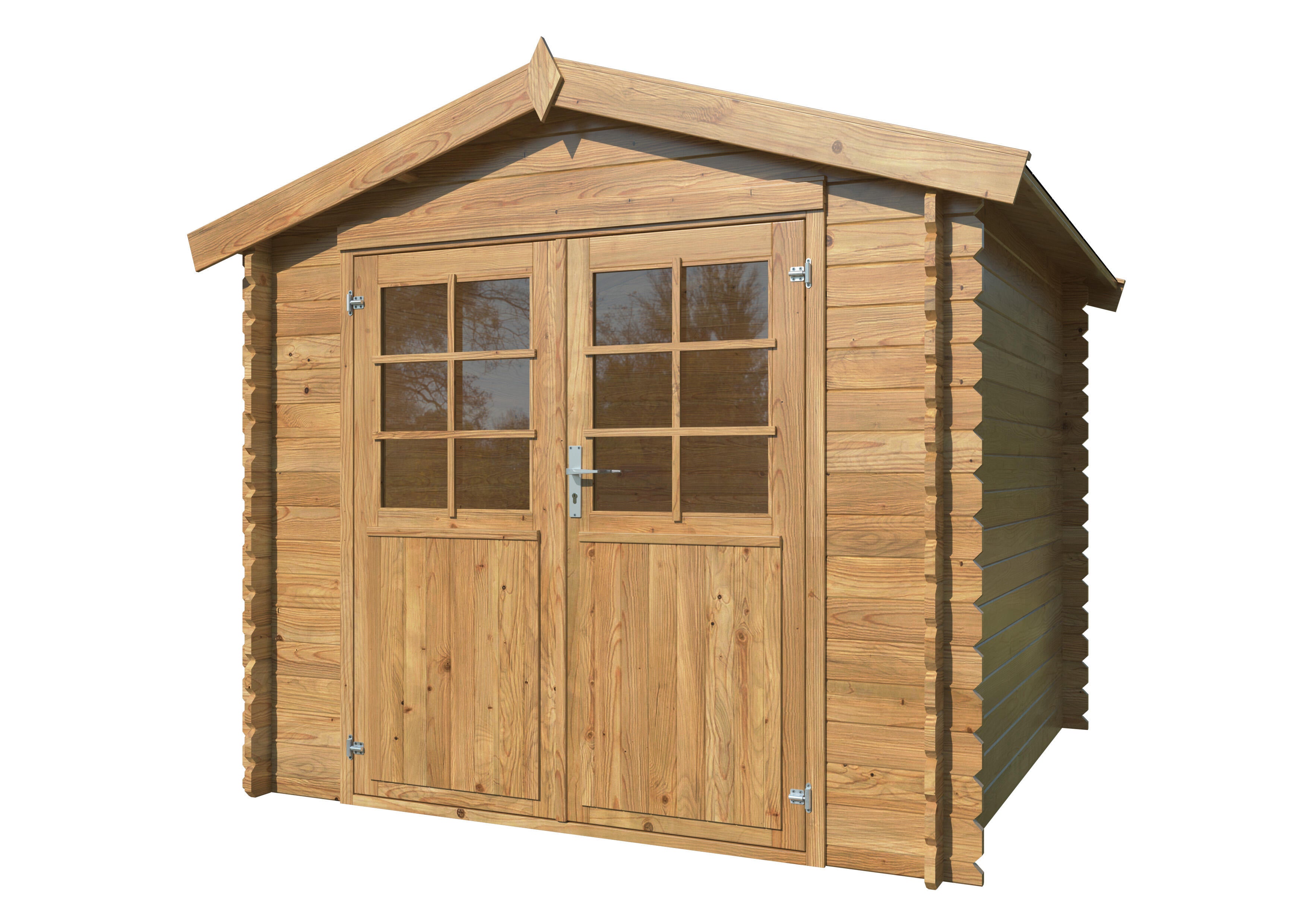 caseta de madera caseta pila 250x250 de 254x230x272 cm y 691 m2 con 28 mm espesor y doble puerta whitewood