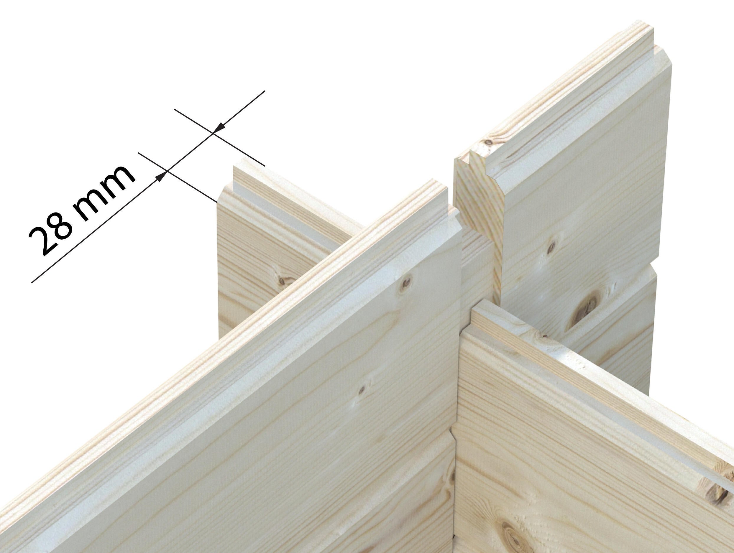Caseta de madera KLARA 17,0 M2 de 424x247x518 cm y 22 m2 con 28 mm espesor y doble puerta PALMAKO - 4