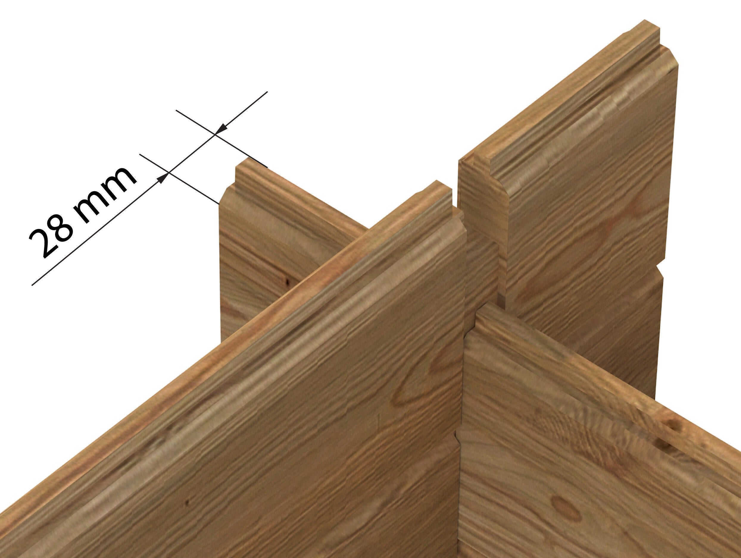Caseta de madera Lola 2 MARRÓN de 320x215x430 cm y 13.8 m2 con 28 mm espesor doble puerta WHITEWOOD - 4