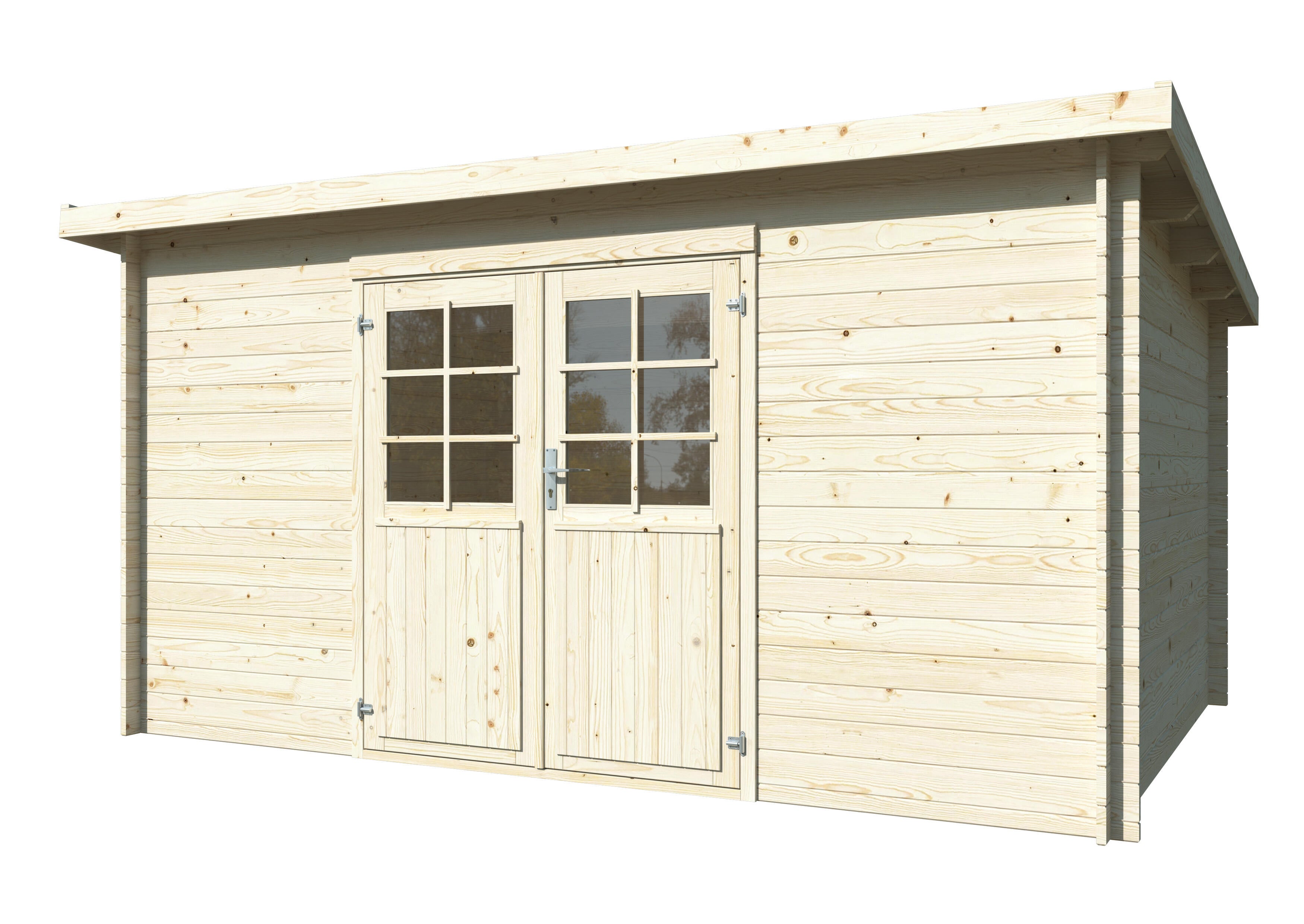 caseta de madera lola 2 de 320x215x430 cm y 138 m2 con 28 mm espesor doble puerta whitewood