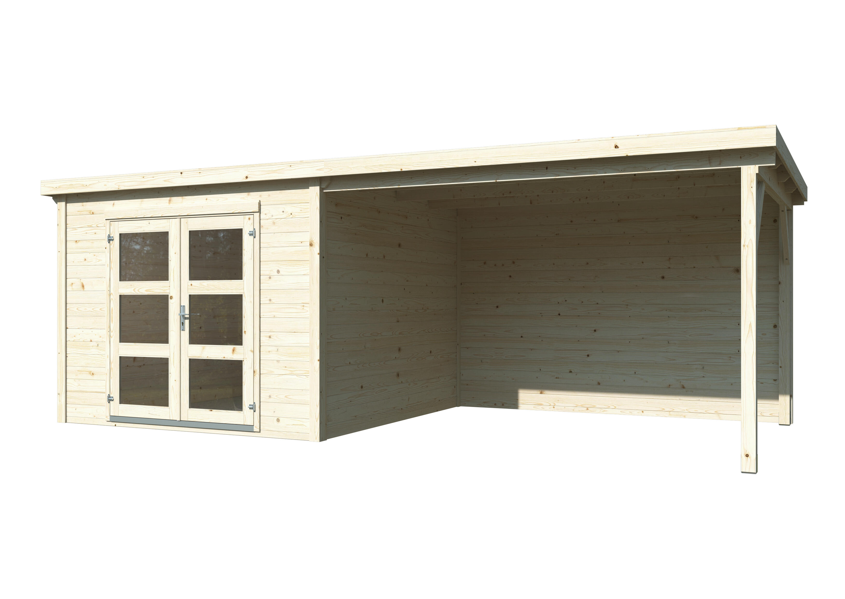 caseta de madera lya 1pergola de 306x221x627 cm y 1919 m2 con 28 mm espesor y doble puerta whitewood
