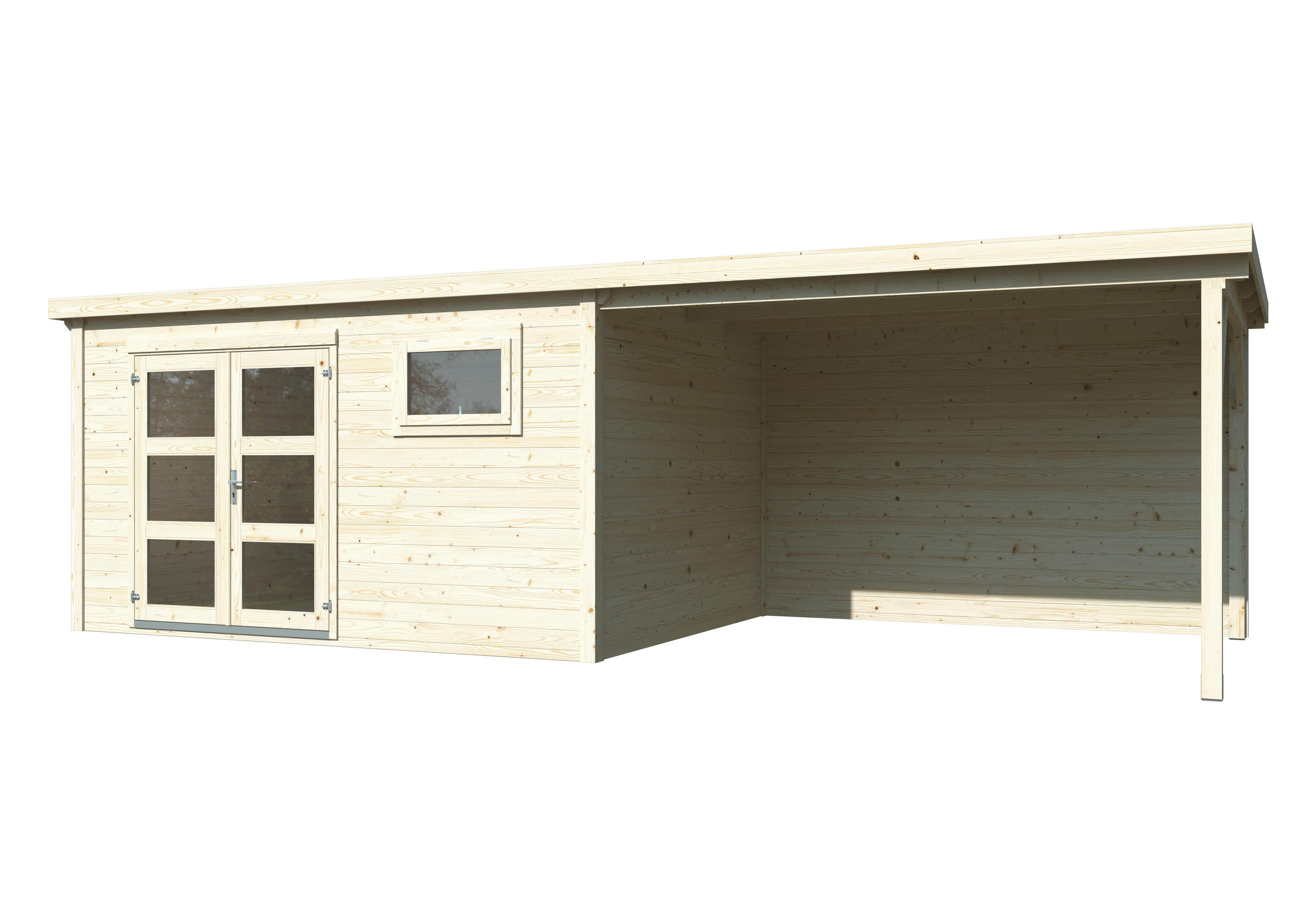 caseta de madera lya 2pergola de 306x220x737 cm y 2255 m2 con 28 mm espesor doble puerta whitewood