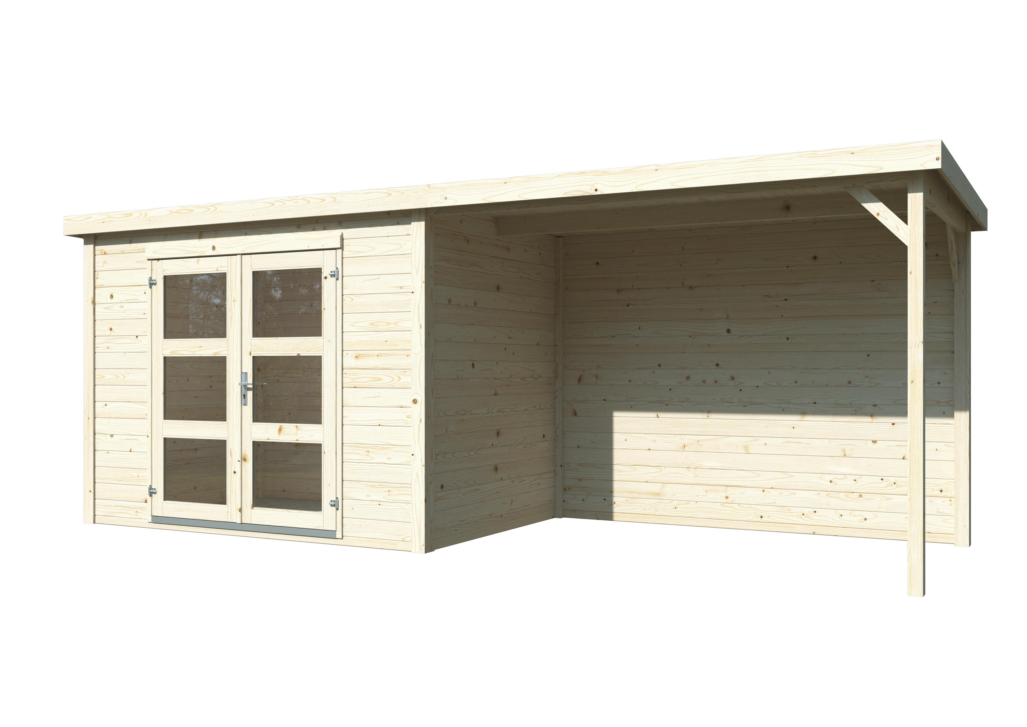 caseta de madera olivia 1  pergola de 206x213x580 cm y 1195 m2 con 19 mm espesor y doble puerta whitewood