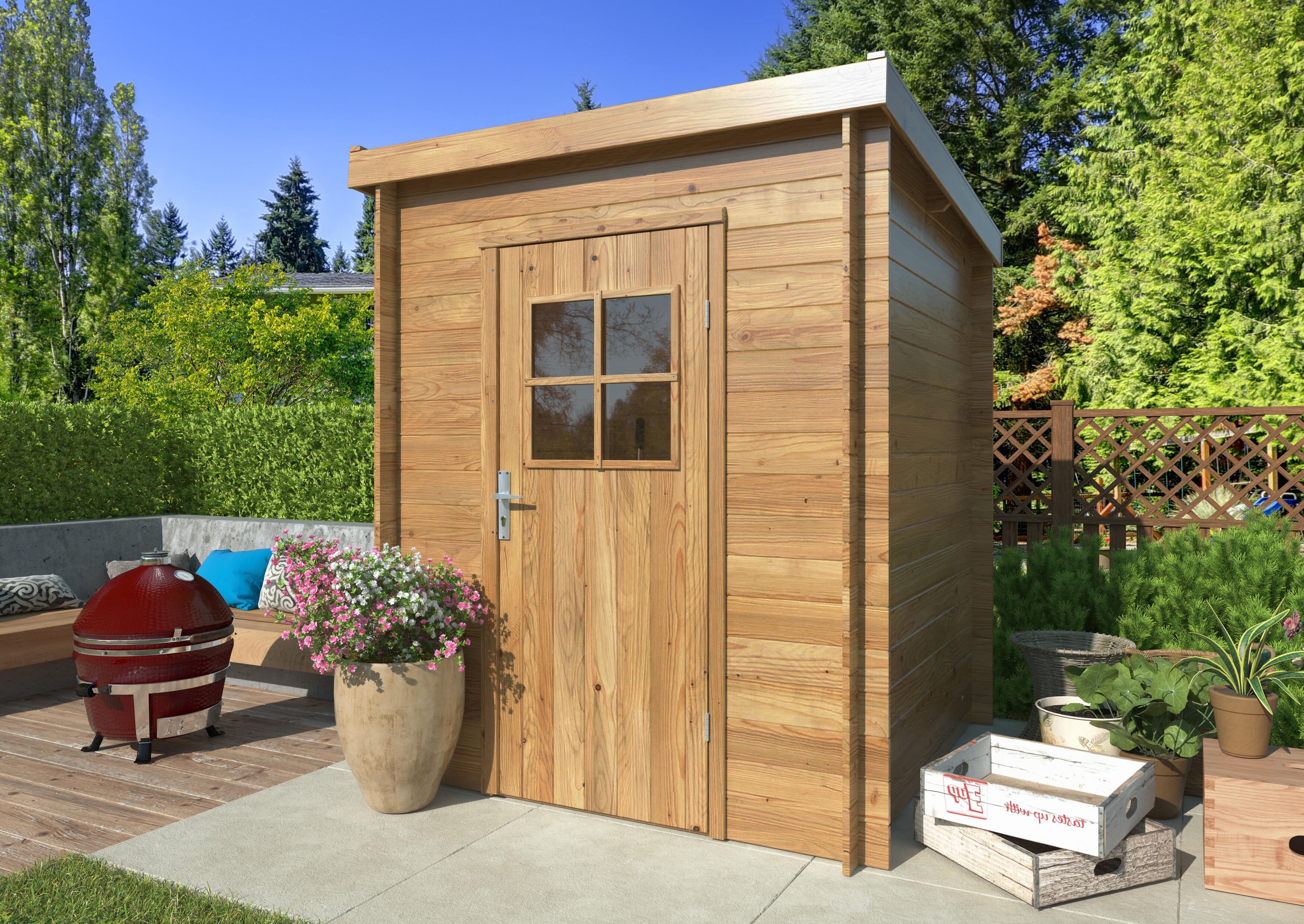 Caseta de madera ZOE 1 MARRÓN de 181x208x180 cm y 3.26 m2 con 19 mm espesor y puerta WHITEWOOD - 3