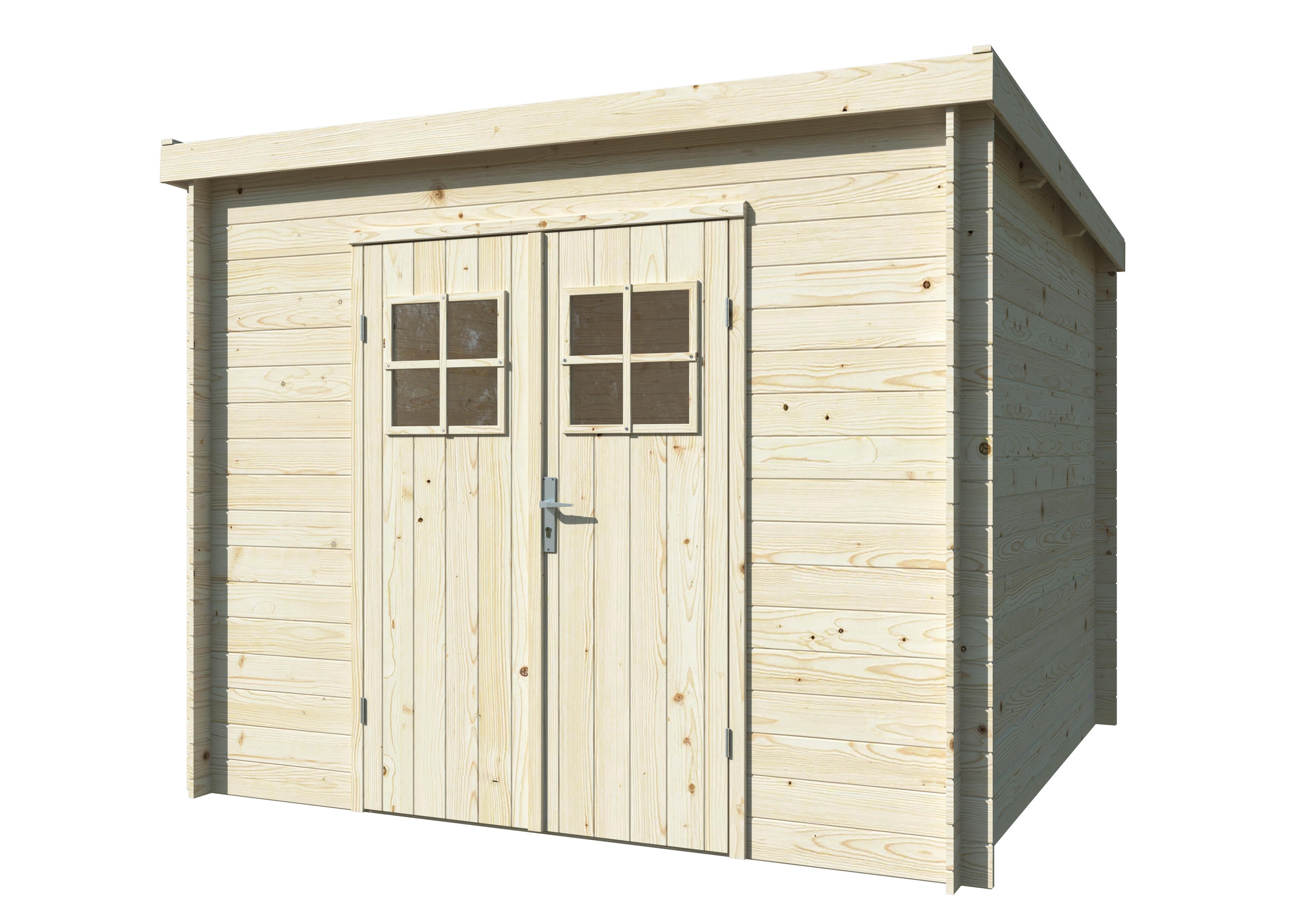 caseta de madera zoe 3 de 265x208x264 cm y 7 m2 con 19 mm espesor y doble puerta whitewood