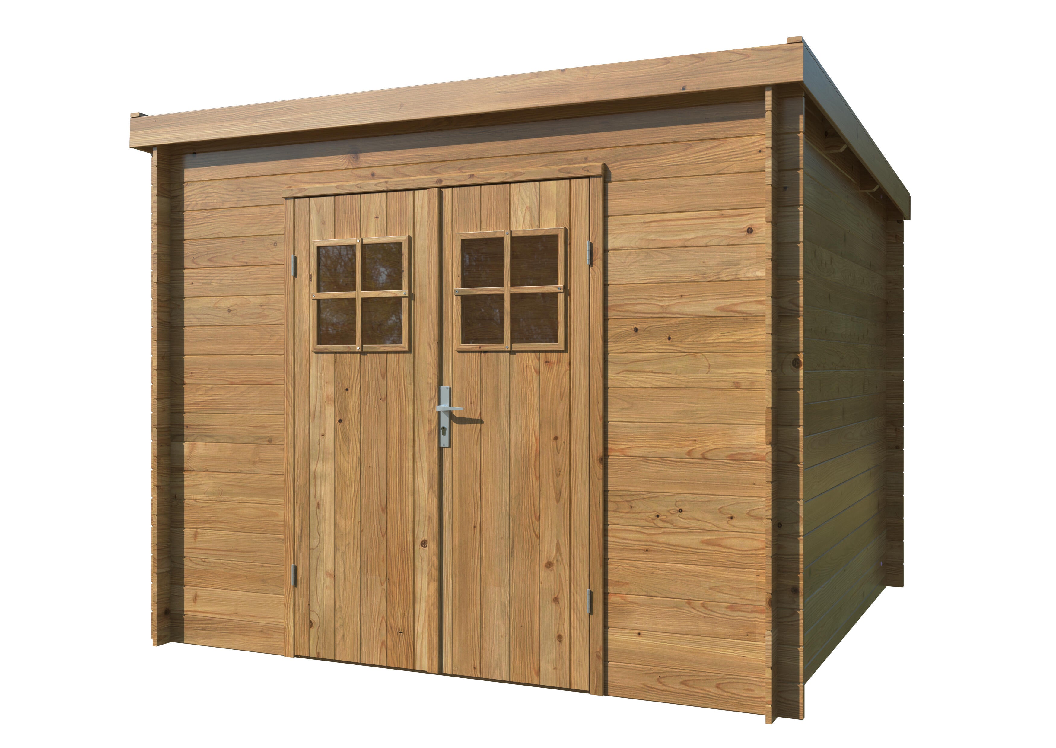 caseta de madera zoe 3 marron de 265x208x264 cm y 7 m2 con 19 mm espesor doble puerta whitewood