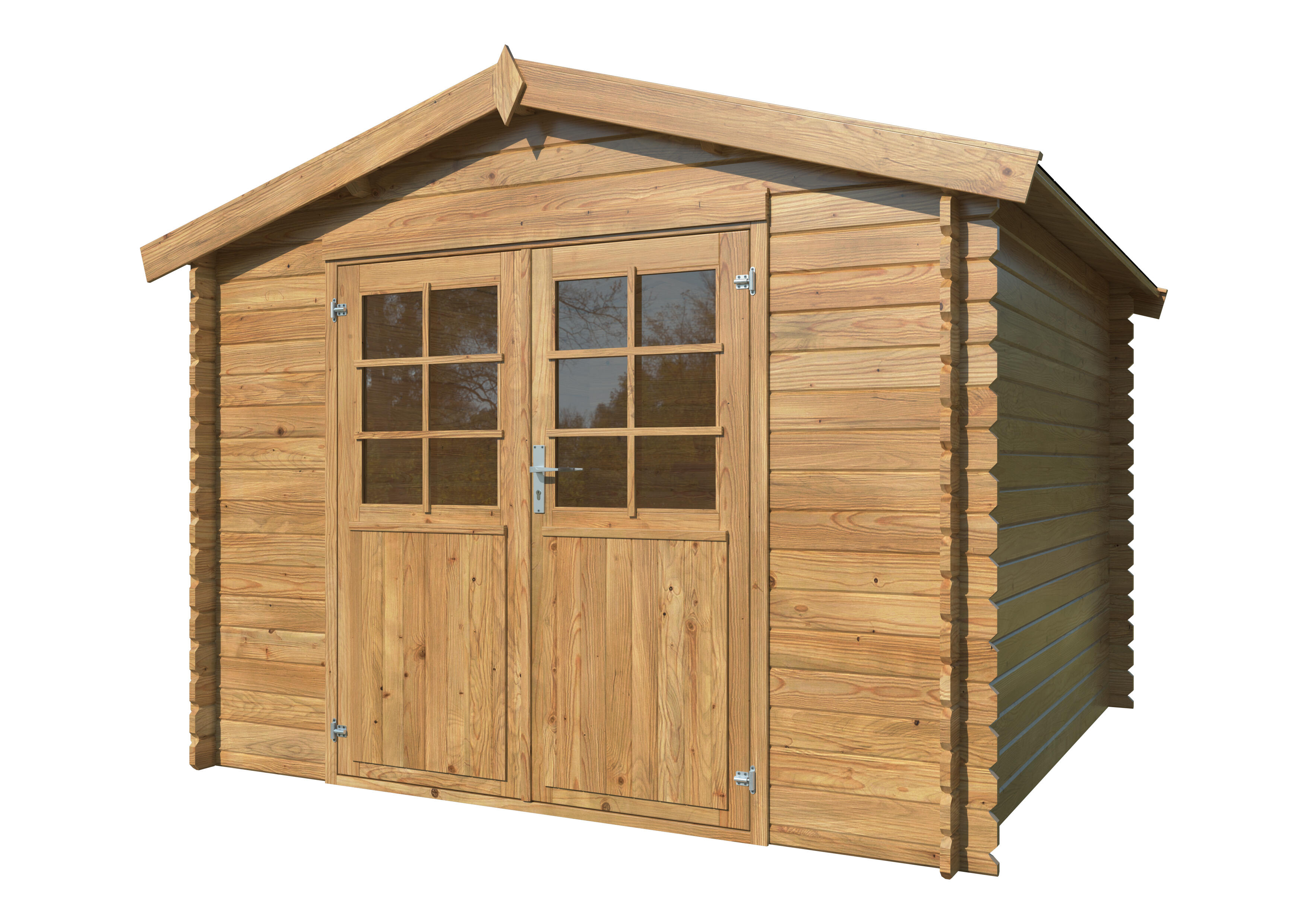 Caseta de madera caseta pila 296x296 marrón de 300x235x318 cm y 9.54 m2 con 28 mm espesor y doble puerta whitewood