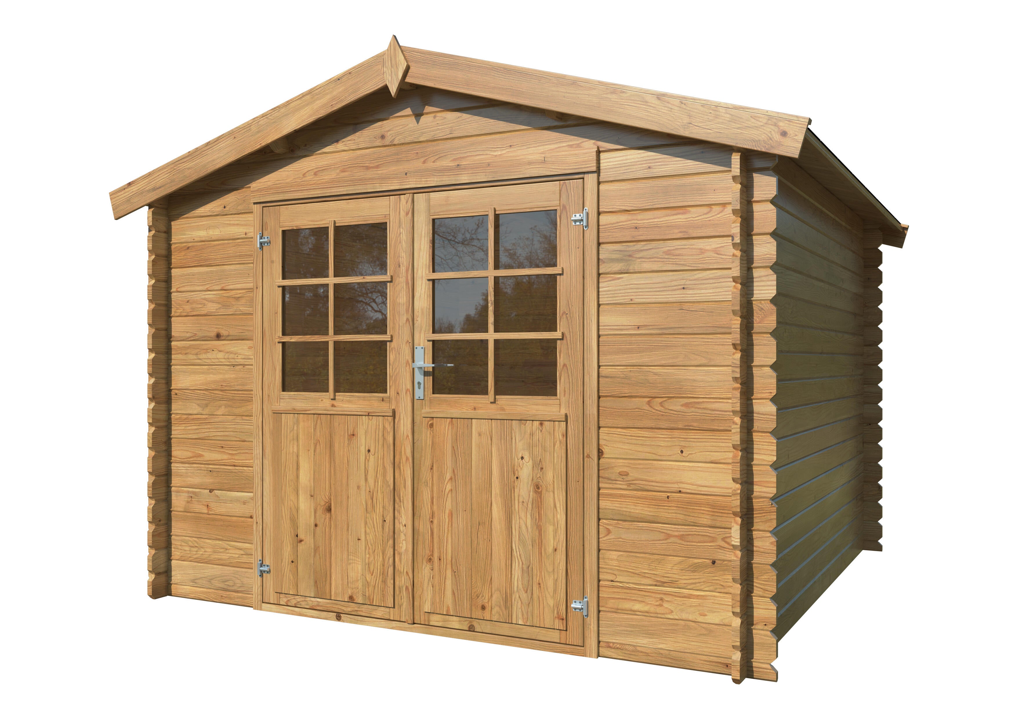 Caseta de madera caseta pila 296x296 marrón de 300x235x318 cm y 9.54 m2 con 28 mm espesor y doble puerta whitewood