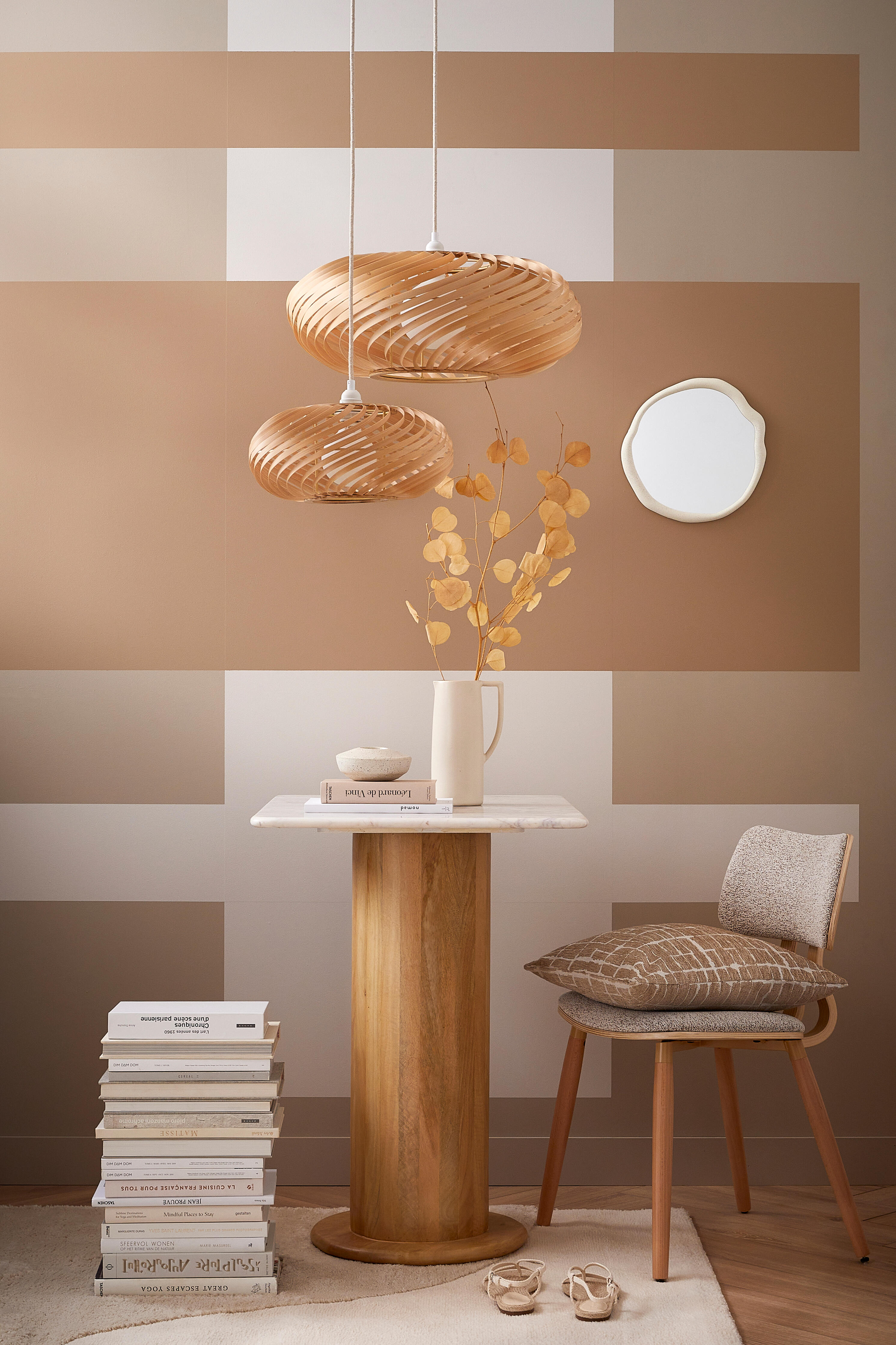 Coussin Chenille geometrique, beige l.45 x L.45 cm - 4