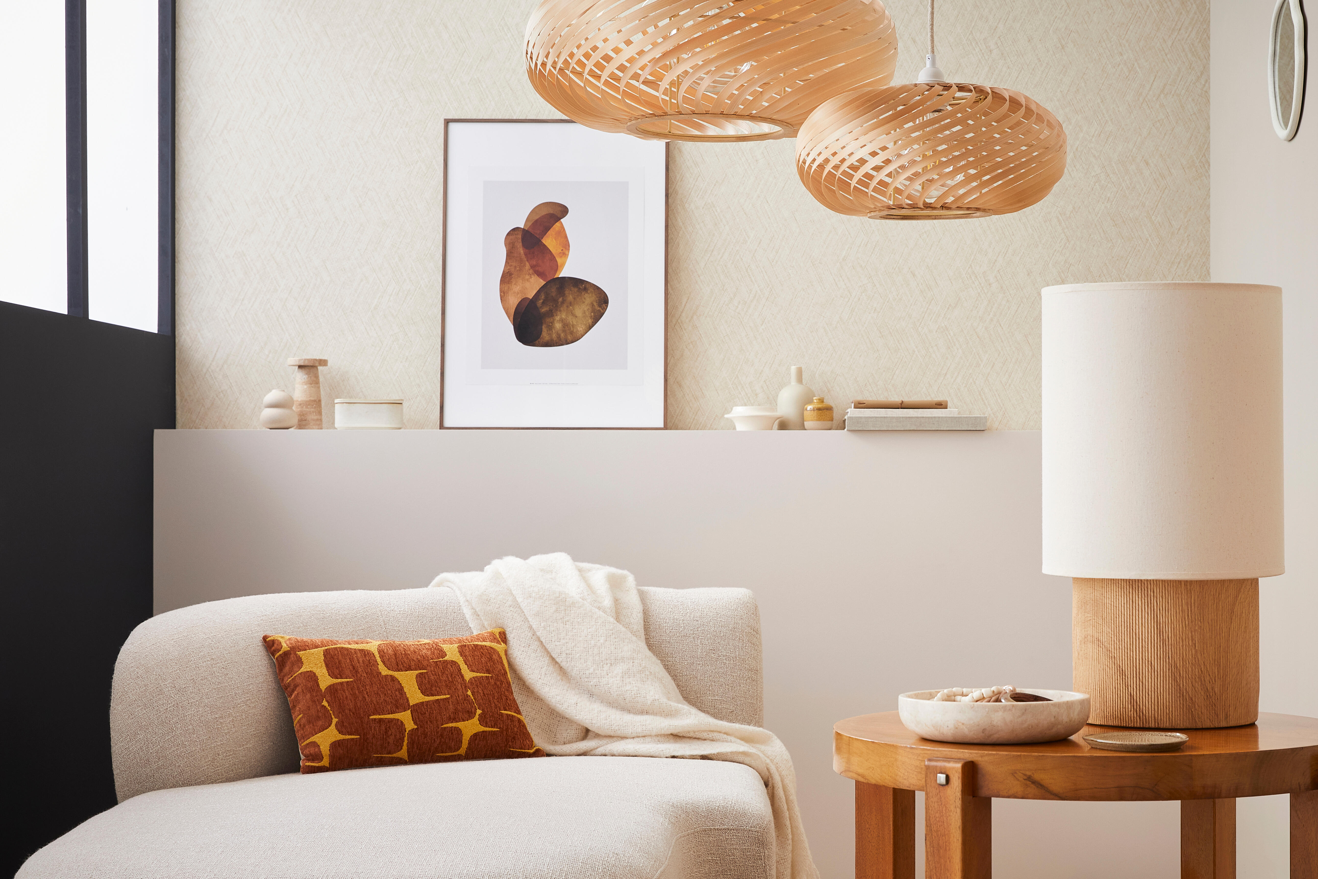 Papier peint vinyle Paille yuno beige - 3