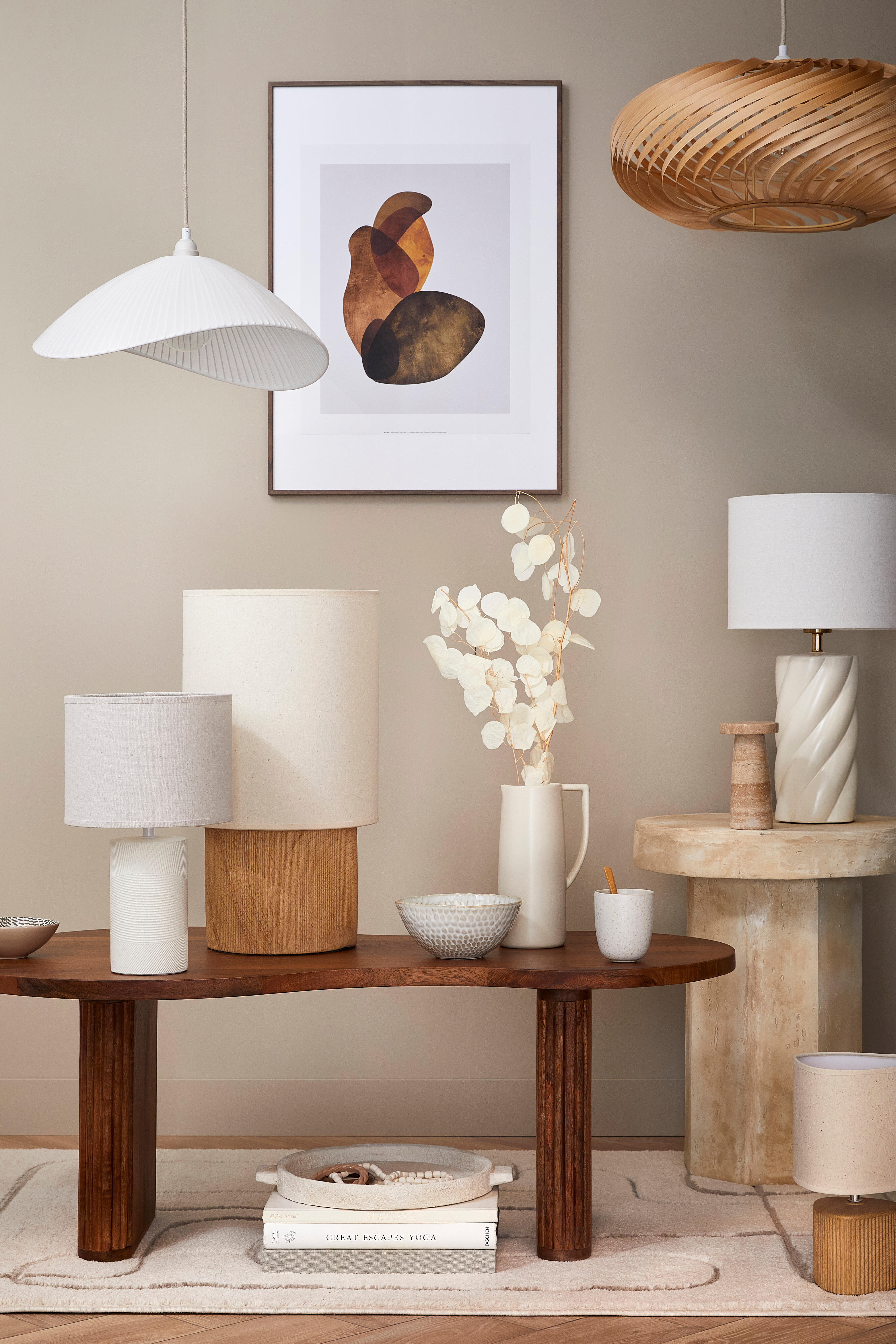 Lampe Rhodes, céramique, beige, H.51 cm, E27 - 5