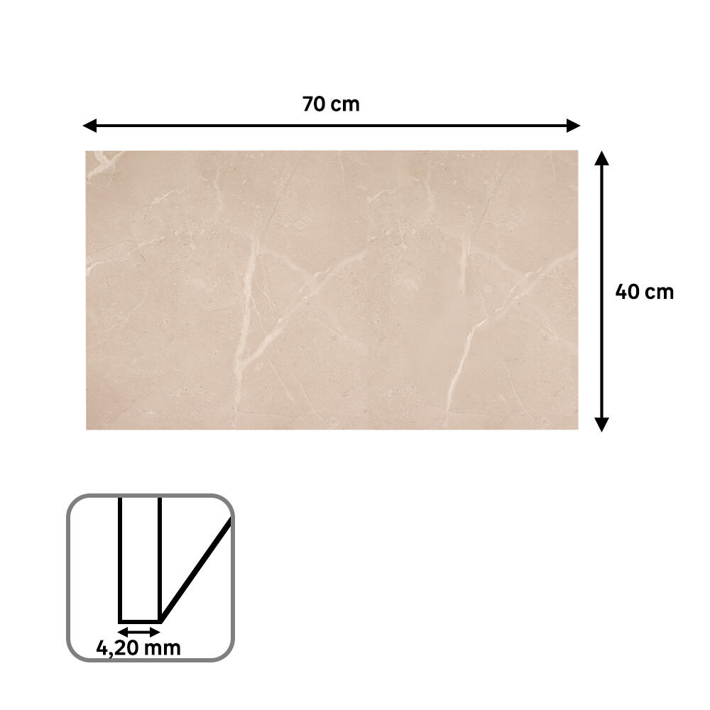 Revestimiento de pared decorativo efecto mármol de PVC Artens Renow beige brillo de 70x40cm - 8