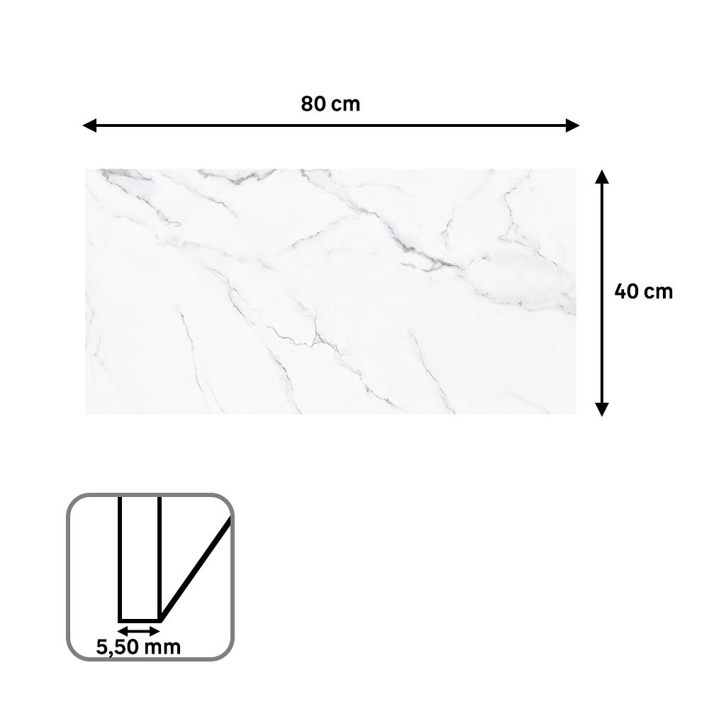 Revestimiento de pared decorativo efecto mármol vinílico SPC White Trevore color blanco de 80x40 cm - 6