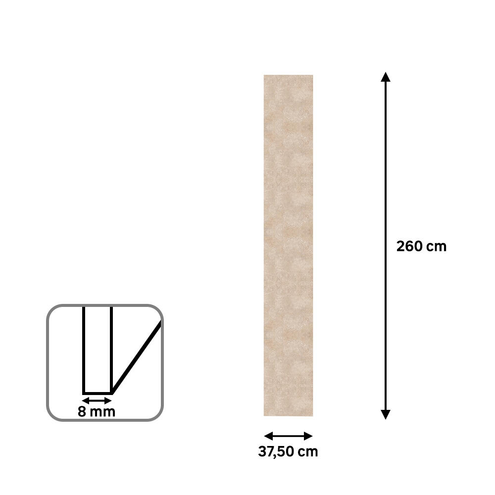 Revestimiento de pared decorativo efecto hormigón de PVC Artens arabica color almendra 260x37.5cm - 5
