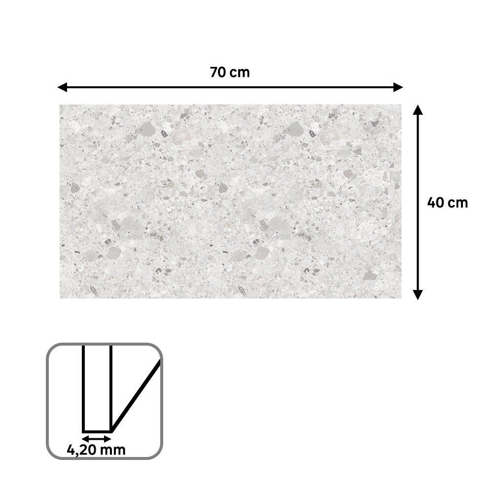 Revestimiento de pared decorativo efecto terrazo de PVC Artens Renowterrazo gris de 70x40cm - 12