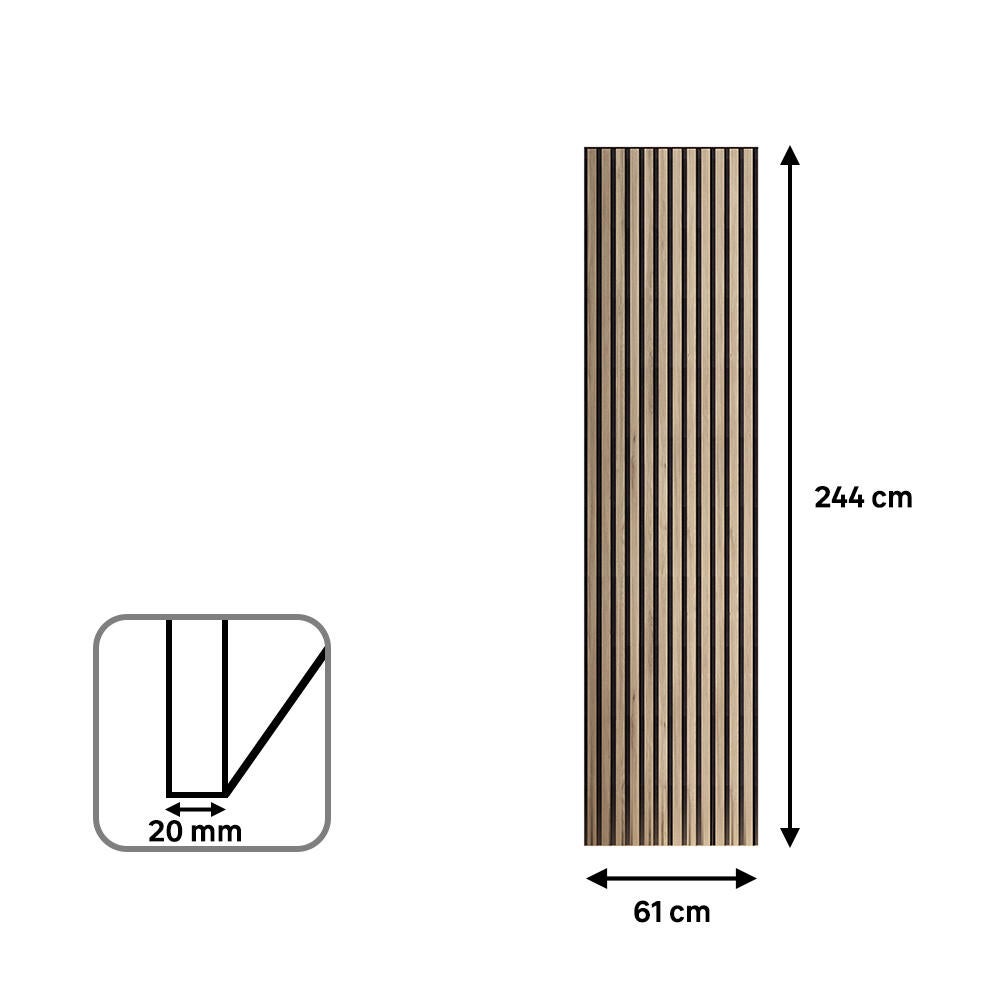 Revestimiento de pared palillería efecto 3D MDF acústico bicolor roble/negro de 244x60,2cm - 7