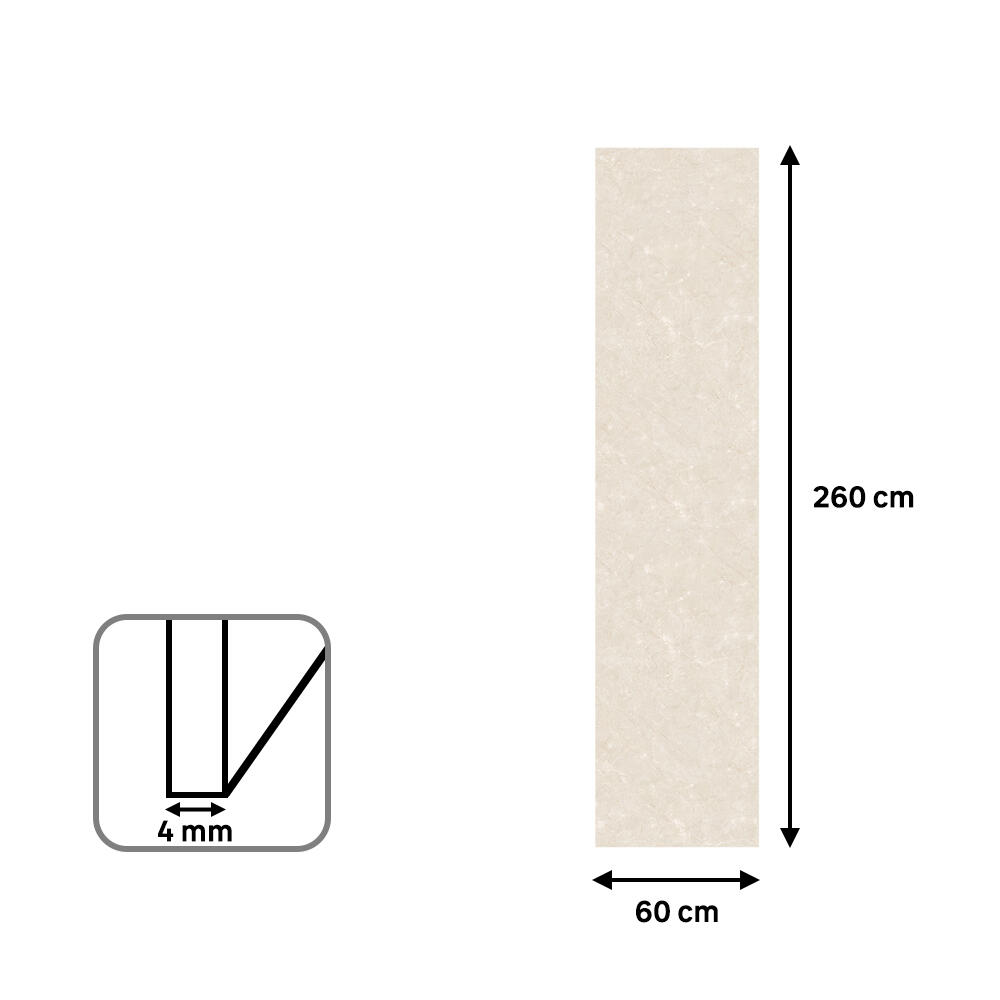 Revestimiento de pared decorativo efecto mármol vinílico SPC Nera marfil brillo 260x60cm - 4