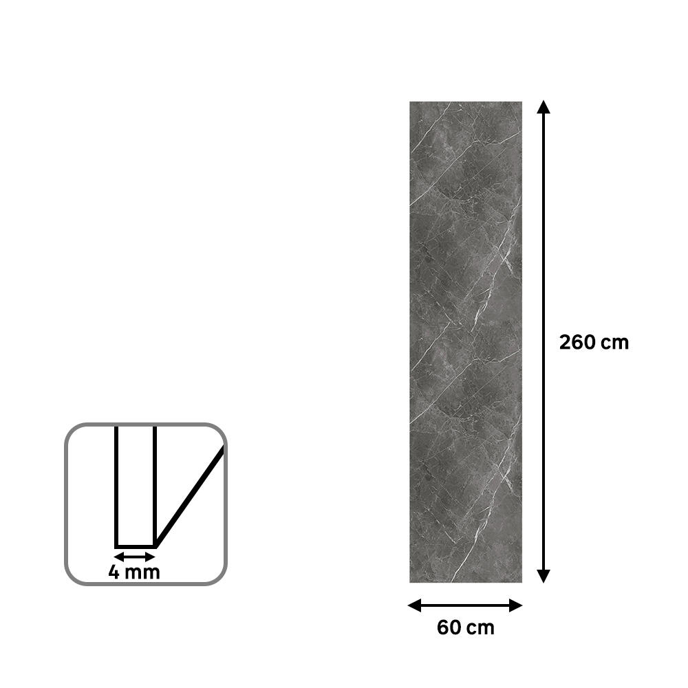 Revestimiento de pared decorativo efecto mármol vinílico SPC Alloy gris brillo 260x60cm - 5