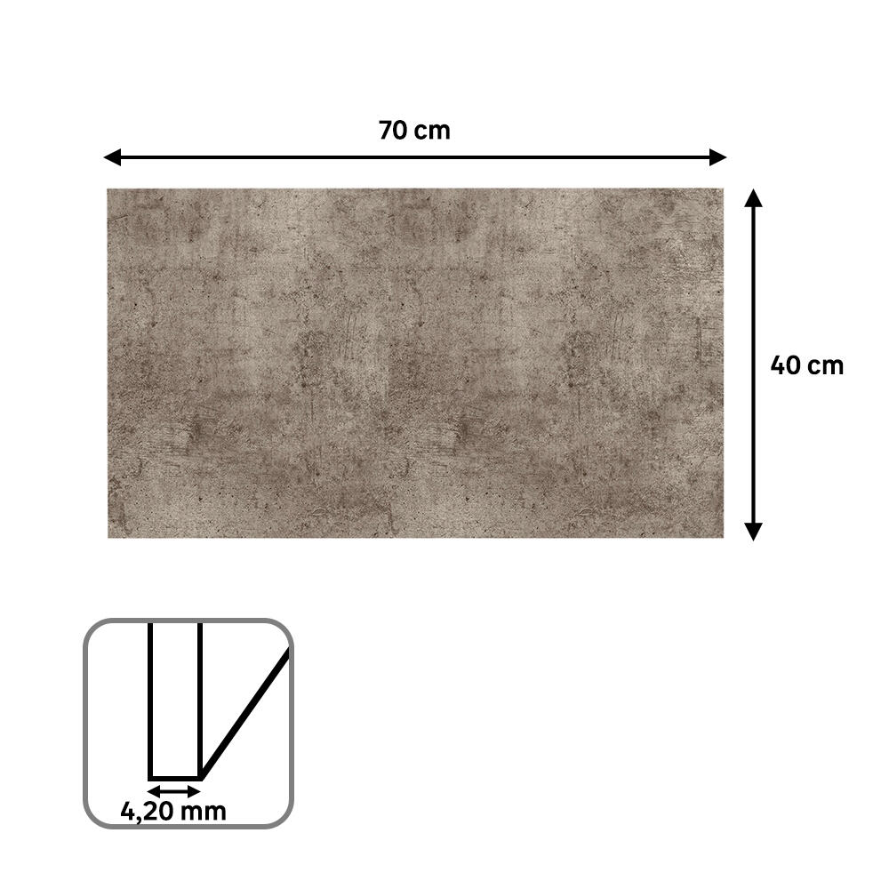 Revestimiento de pared decorativo efecto hormigón de PVC Artens Renow patina gris de 70x40cm - 6