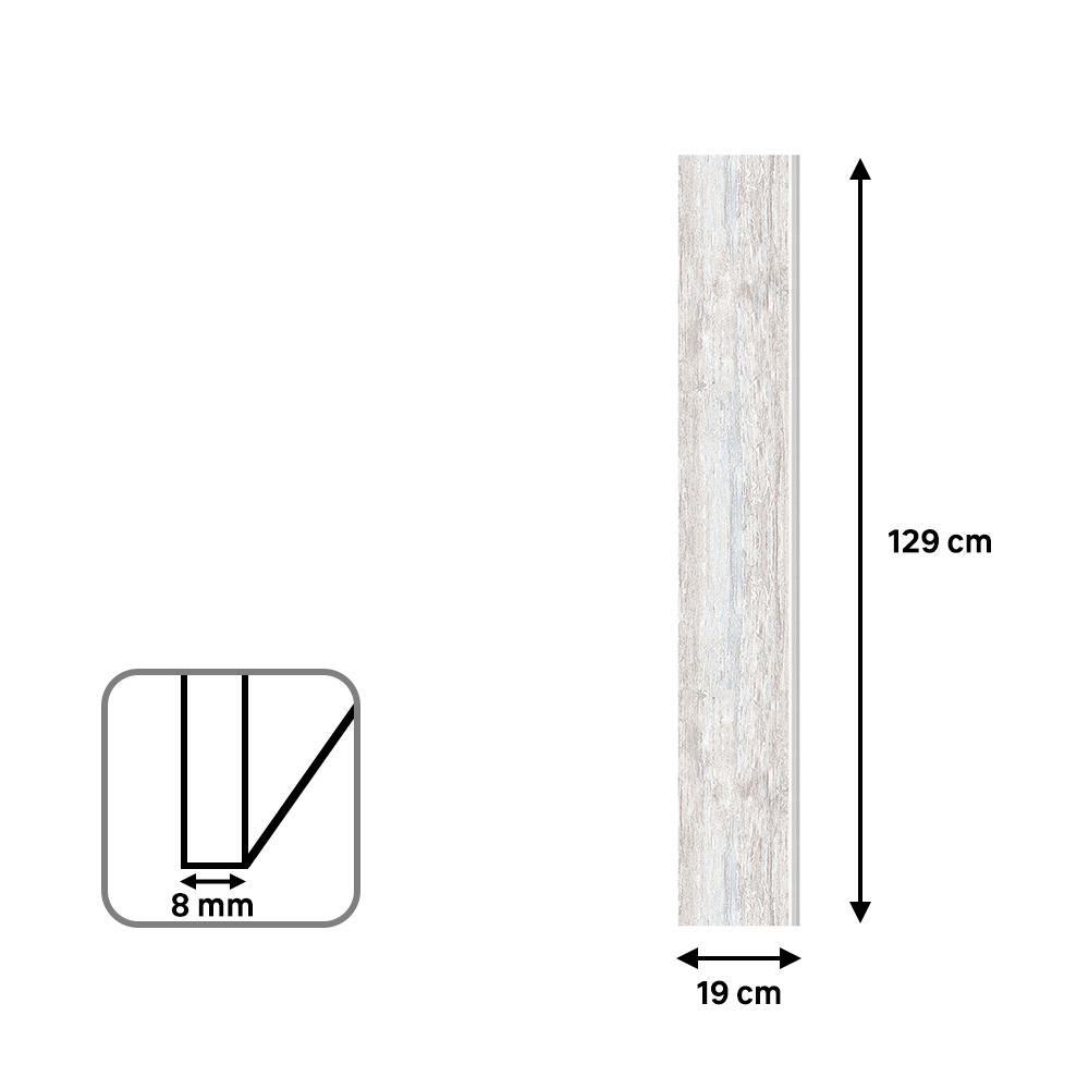 Revestimiento de pared decorativo efecto MADERA MDF Impresion Digital vintage gris 129x19cm - 6