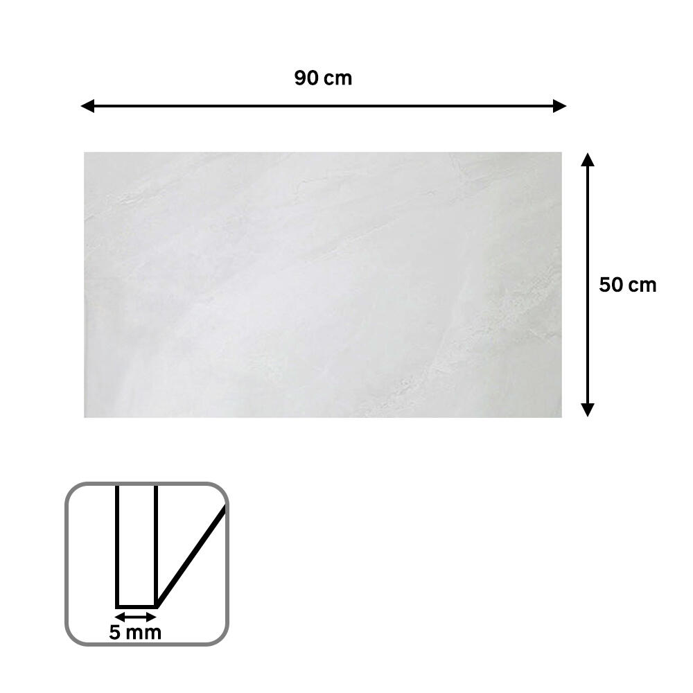 Revestimiento de pared decorativo efecto mármol de PVC serie Dumawall+ Gloss Evora blanco de 90x50cm - 6