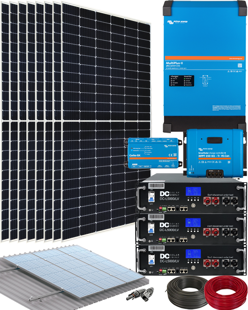 Kit solar aislada victron 5000va 48v con 15kwh en baterías de litio
