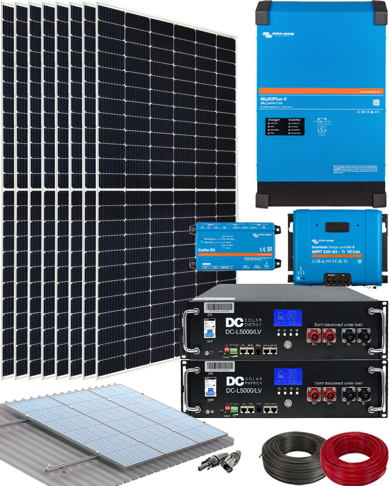 Kit solar aislada victron 5000va 48v con 10kwh en baterías de litio